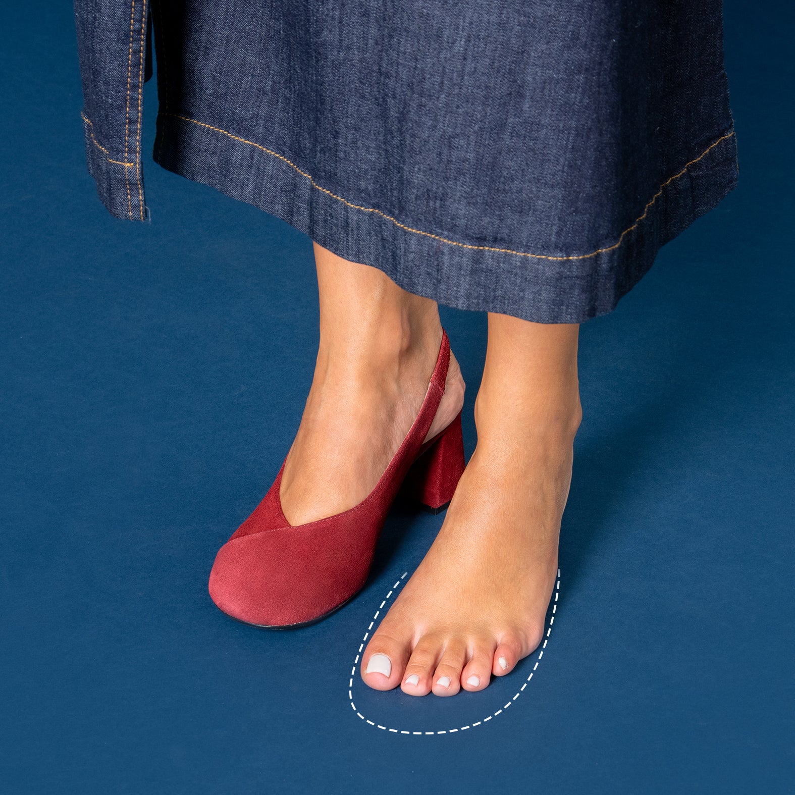 VEGA – BURGUNDY sling-back wide heeled