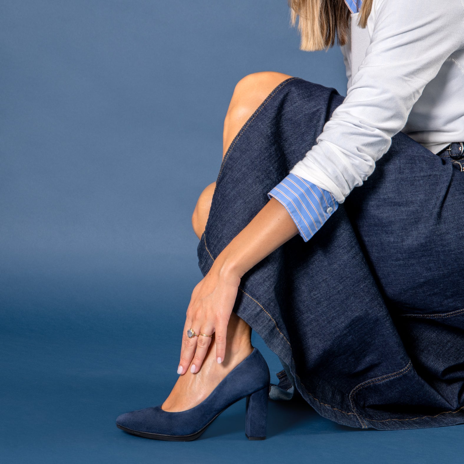 URBAN - NAVY suede high-heeled shoes