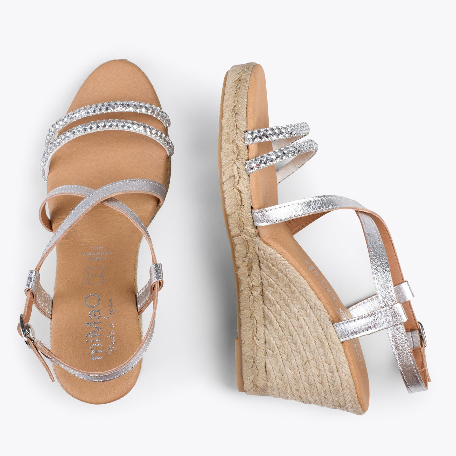 MORAIRA - Espadrilles à talon compensé ARGENTÉ