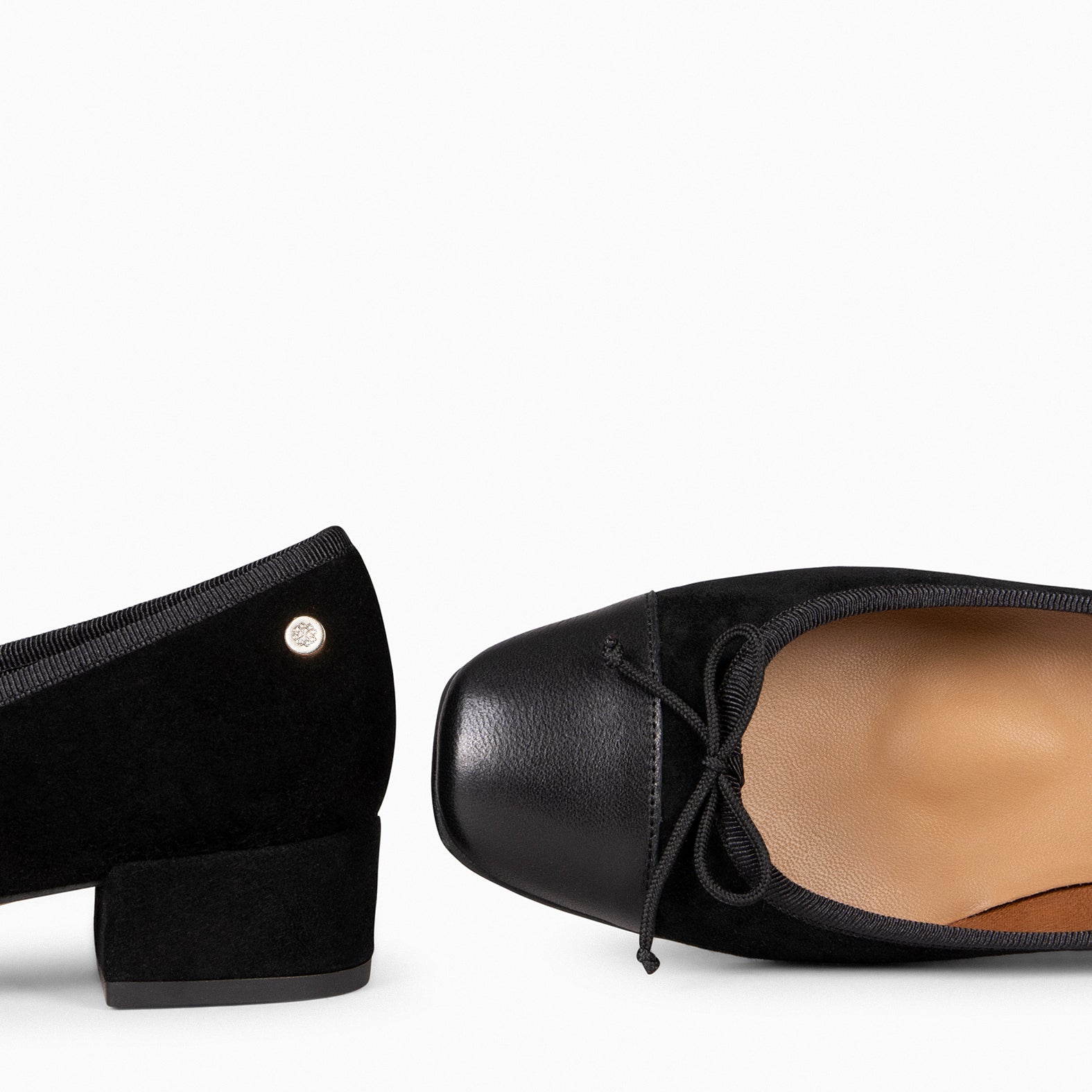 GLAMOUR - Ballerines bicolore à petit talon NOIR