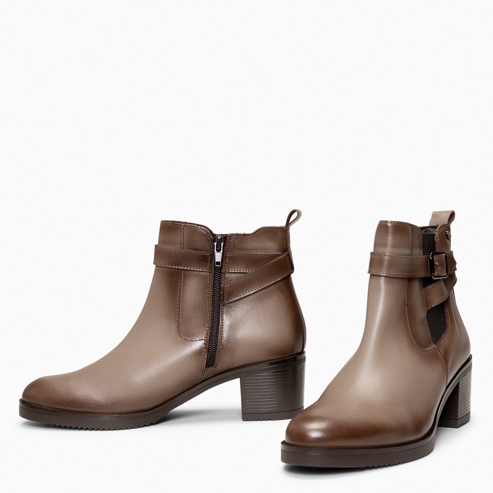 LEMY - Botines TAUPE de piel de napa