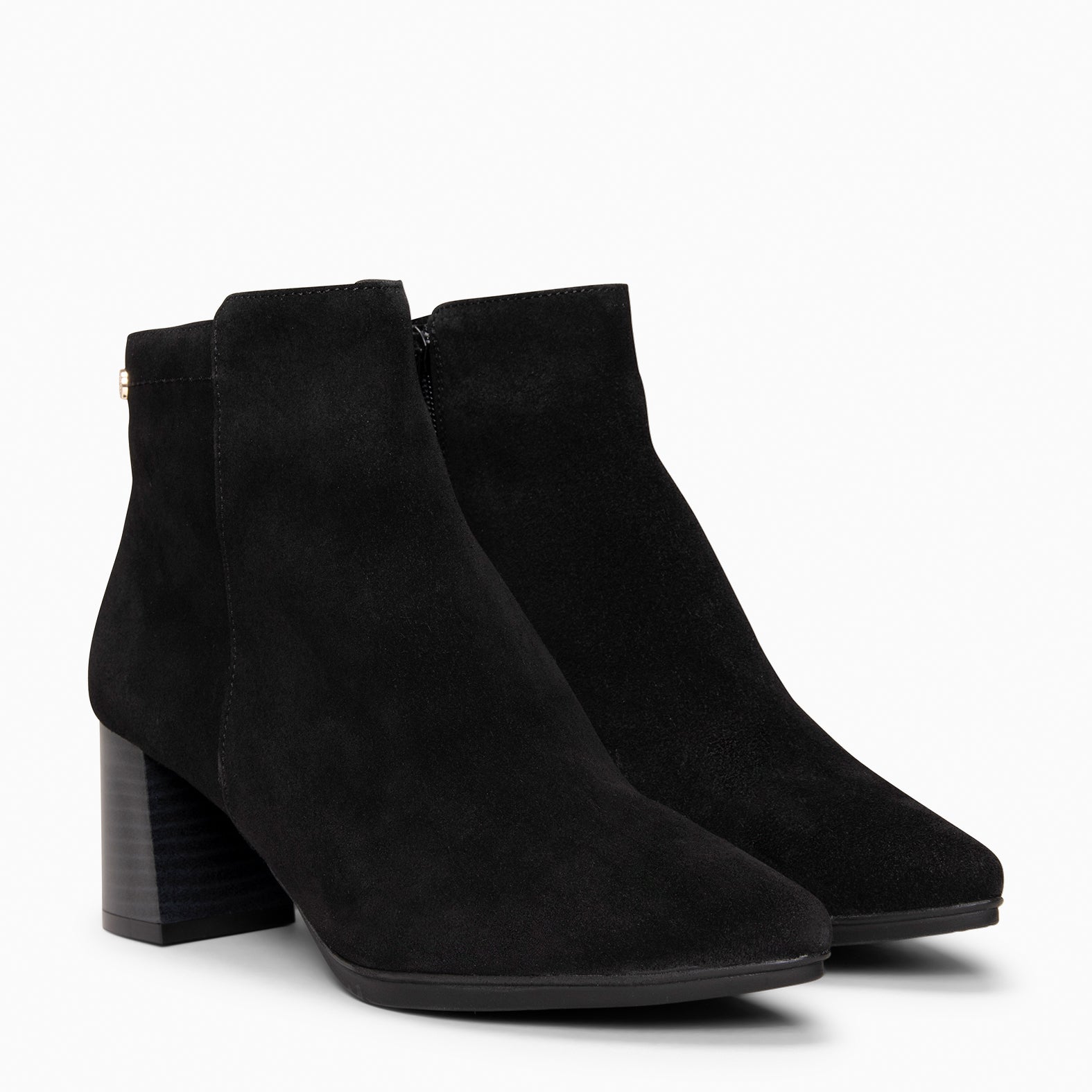 CITY - Botines de tacón ancho y punta fina NEGRO