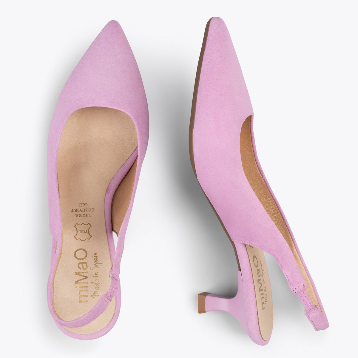 SLING-BACK KITTEN – LAVENDER low heel with bell shape