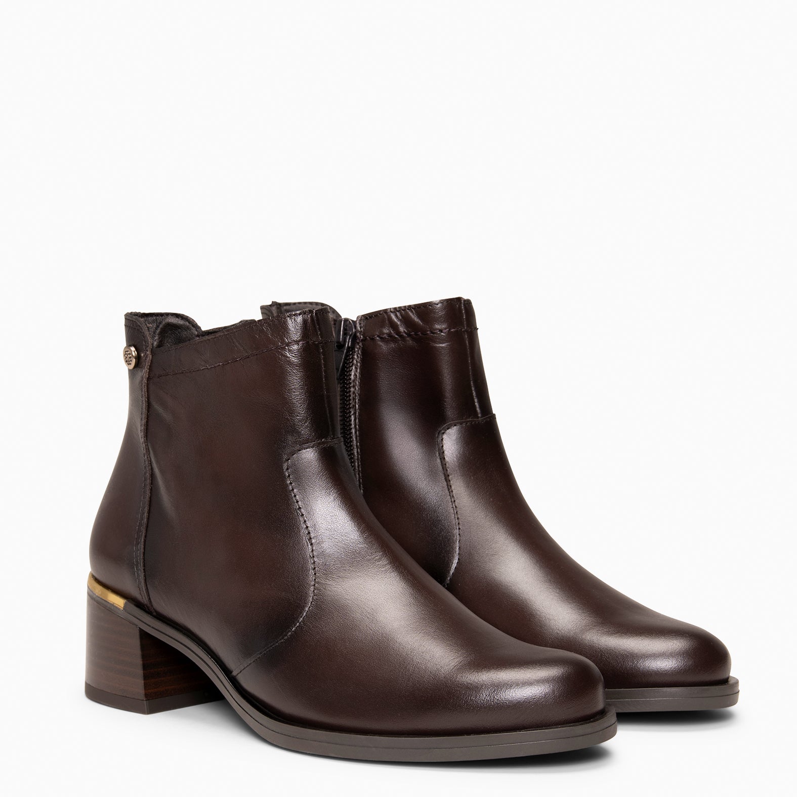 NIXIE – botines de tacón bajo para mujer MARRON