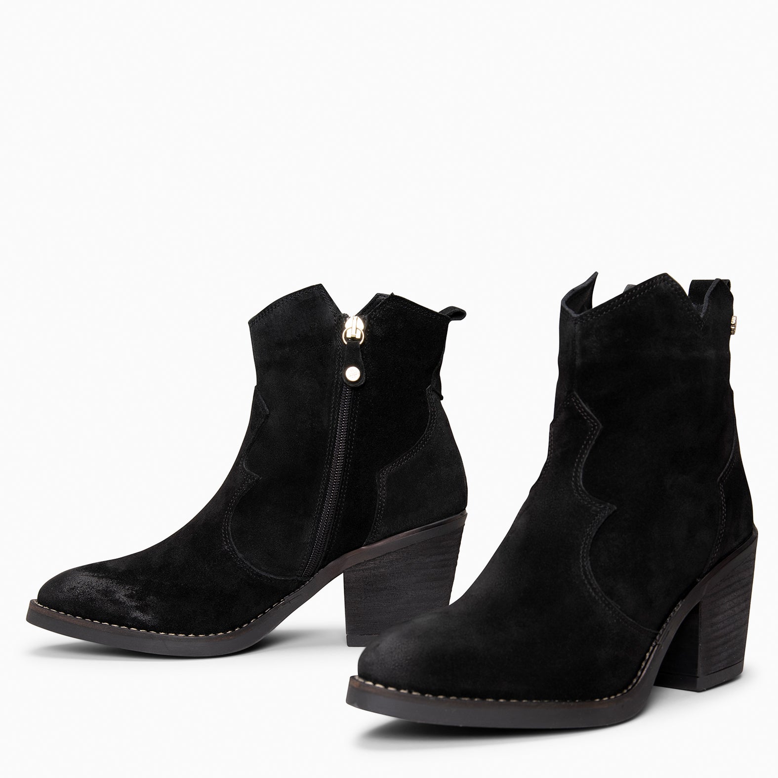 BEDFORD - Bottines cowboy pour femme en daim NOIR