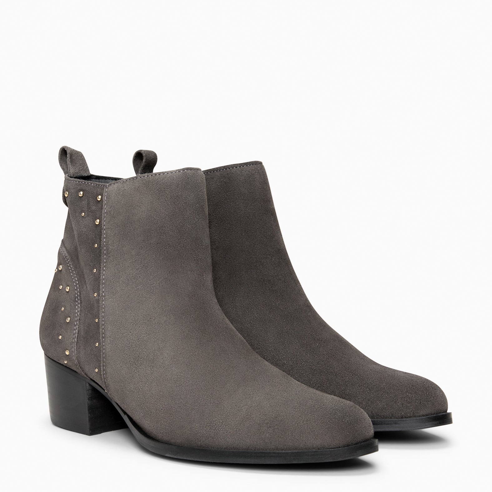 DUSTY – Botines de serraje con tachas GRIS