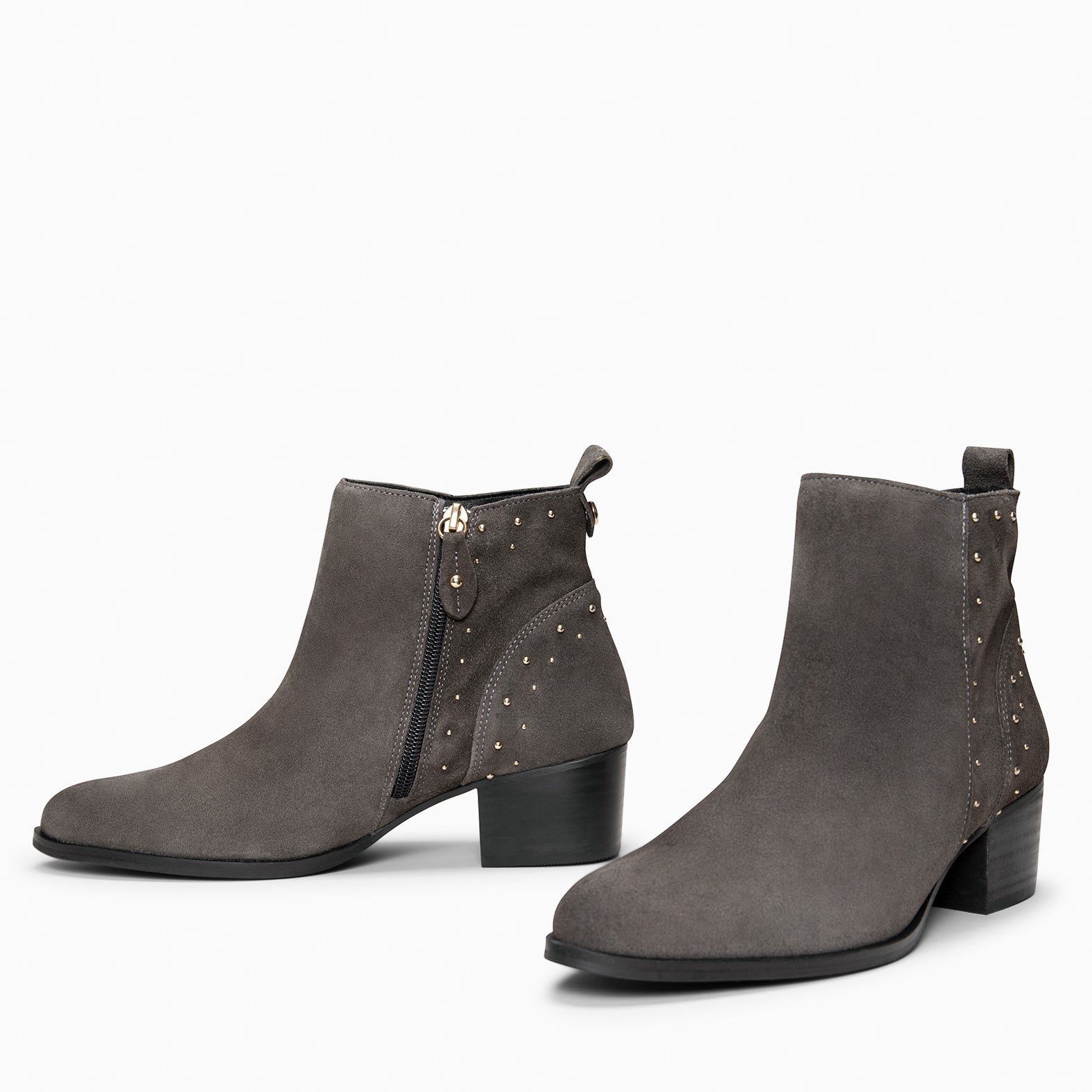 DUSTY – Botines de serraje con tachas GRIS