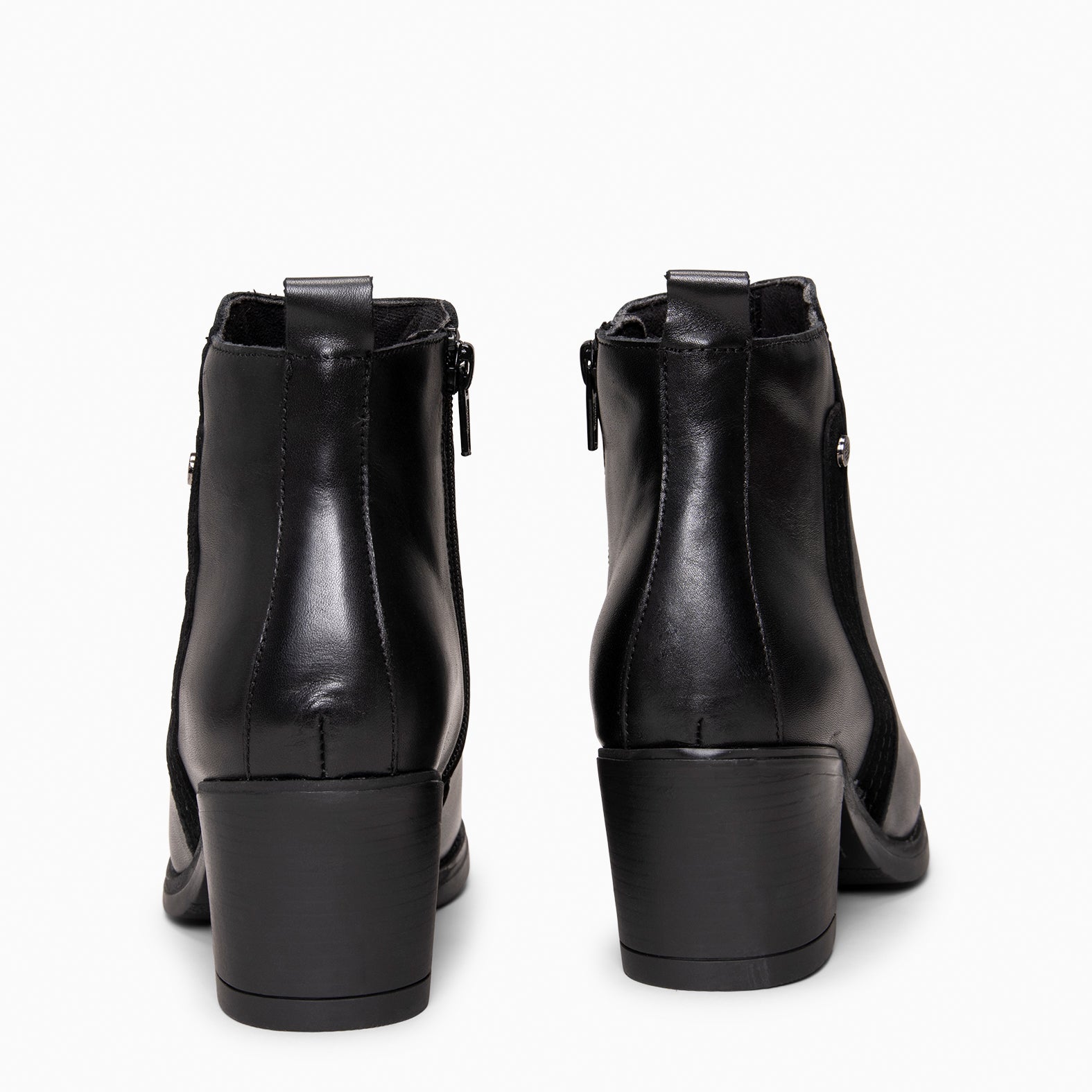 MONTSE – Botín de tacón ancho de piel NEGRO