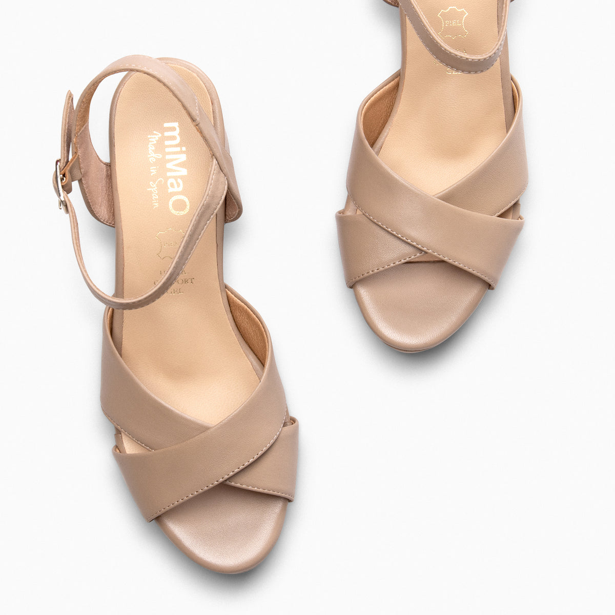 CERDEÑA - Sandalias de tacón ancho y plataforma TAUPE