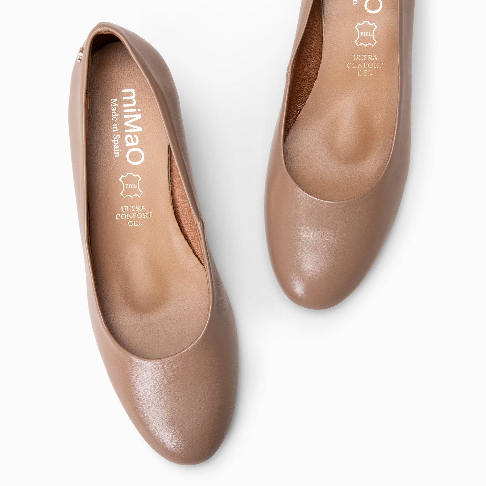 URBAN ROUND - BEIGE nappa leather low heels