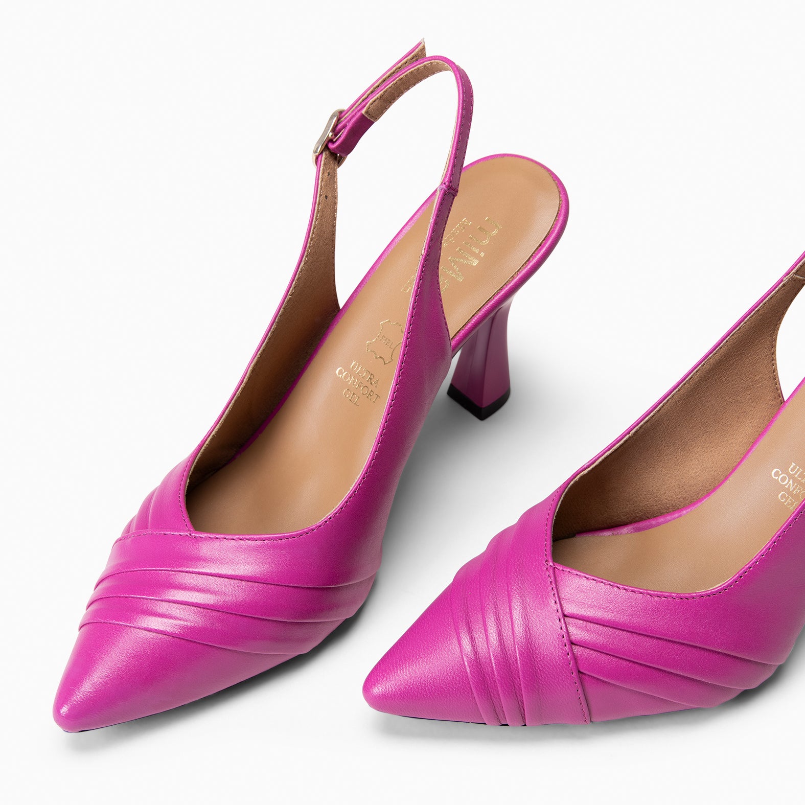 CARLA - Slingbacks à talon en cuir FUCHSIA