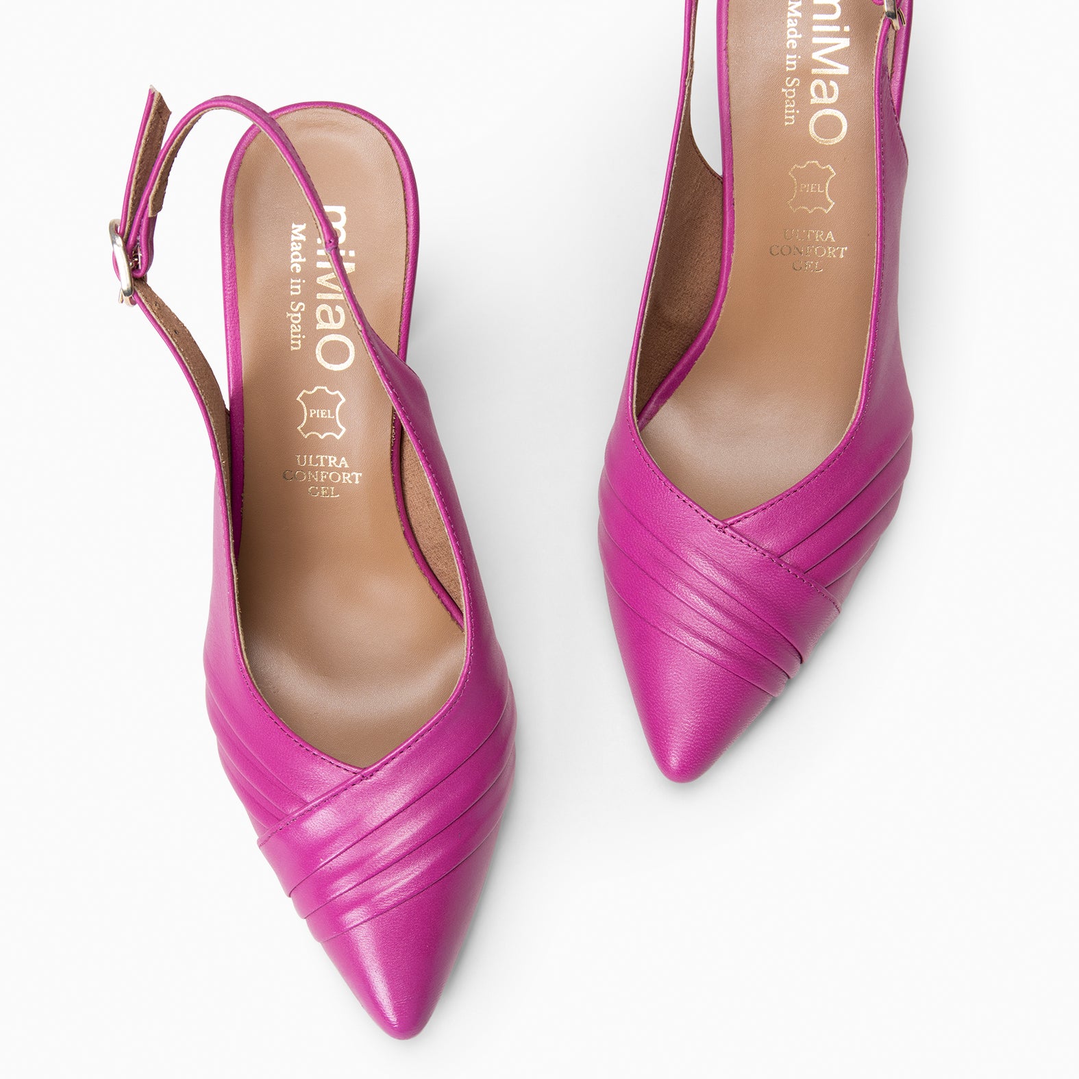 CARLA - Slingbacks à talon en cuir FUCHSIA