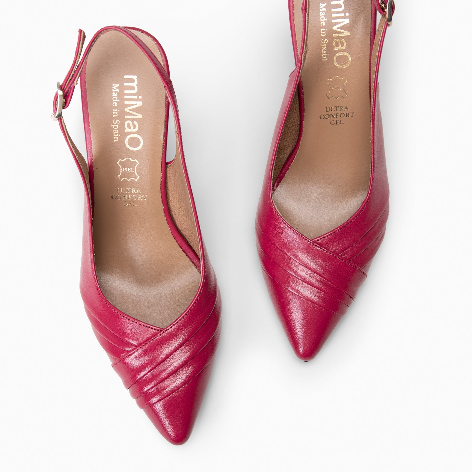 CARLA – Zapato de tacón alto destalonado CEREZA