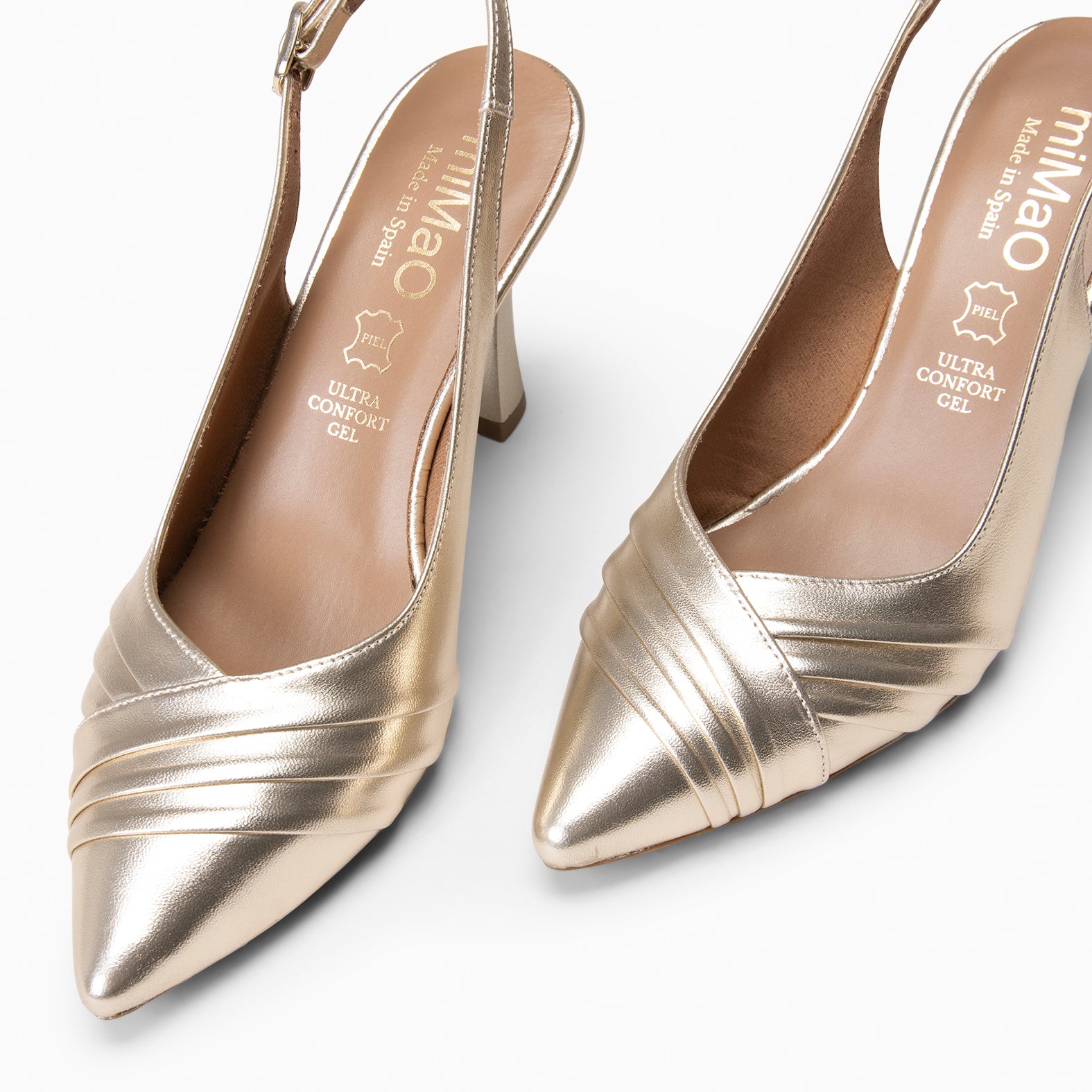 CARLA – Zapato de tacón alto destalonado PLATINO