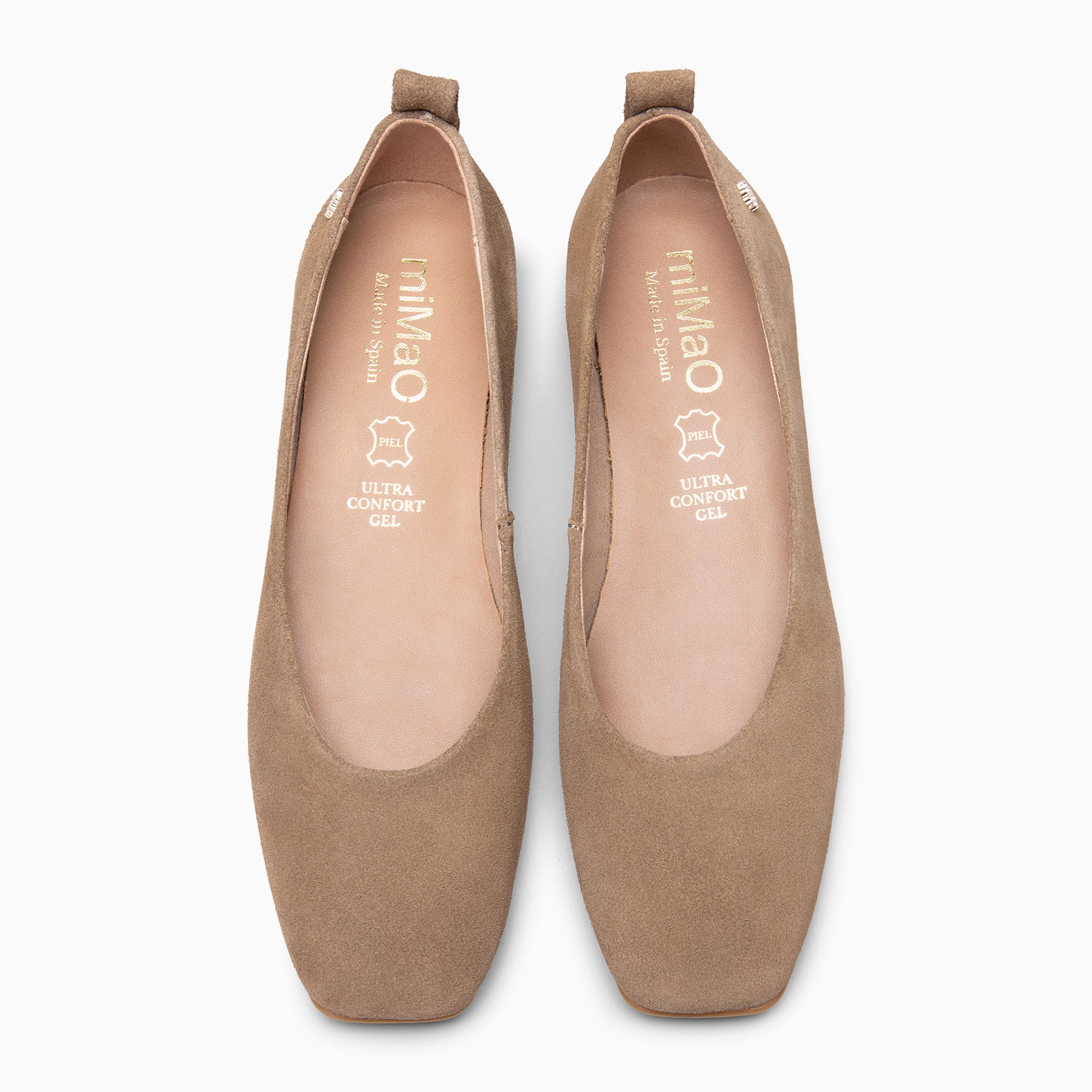 CLAUDIA - Bailarinas de ante con tacón bajo TAUPE