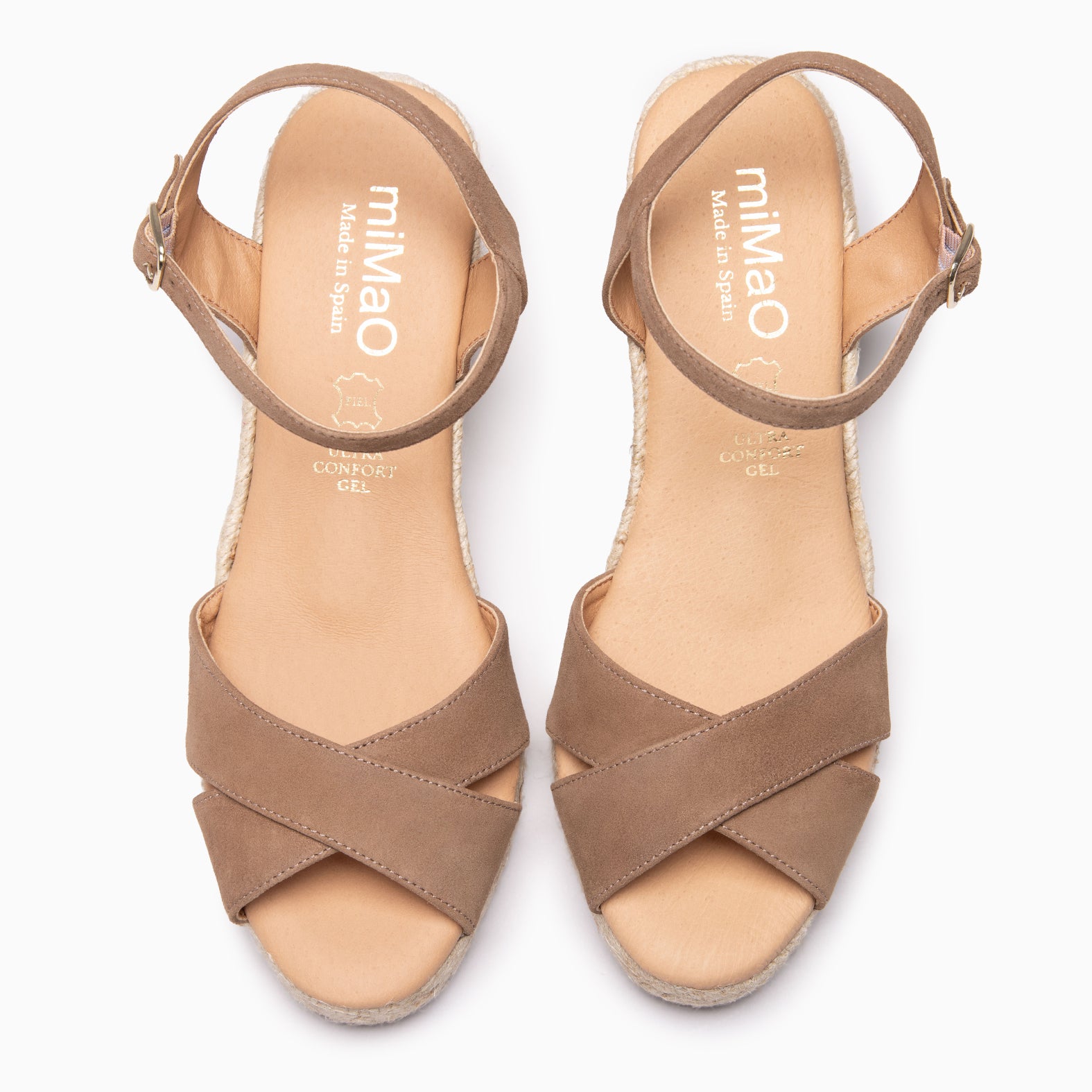 CALPE - Espadrilles à talon en daim TAUPE