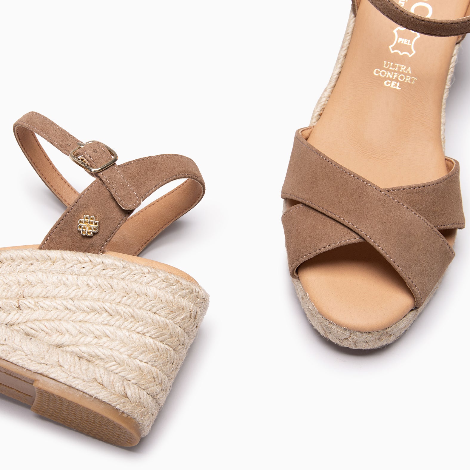 CALPE - Espadrilles à talon en daim TAUPE