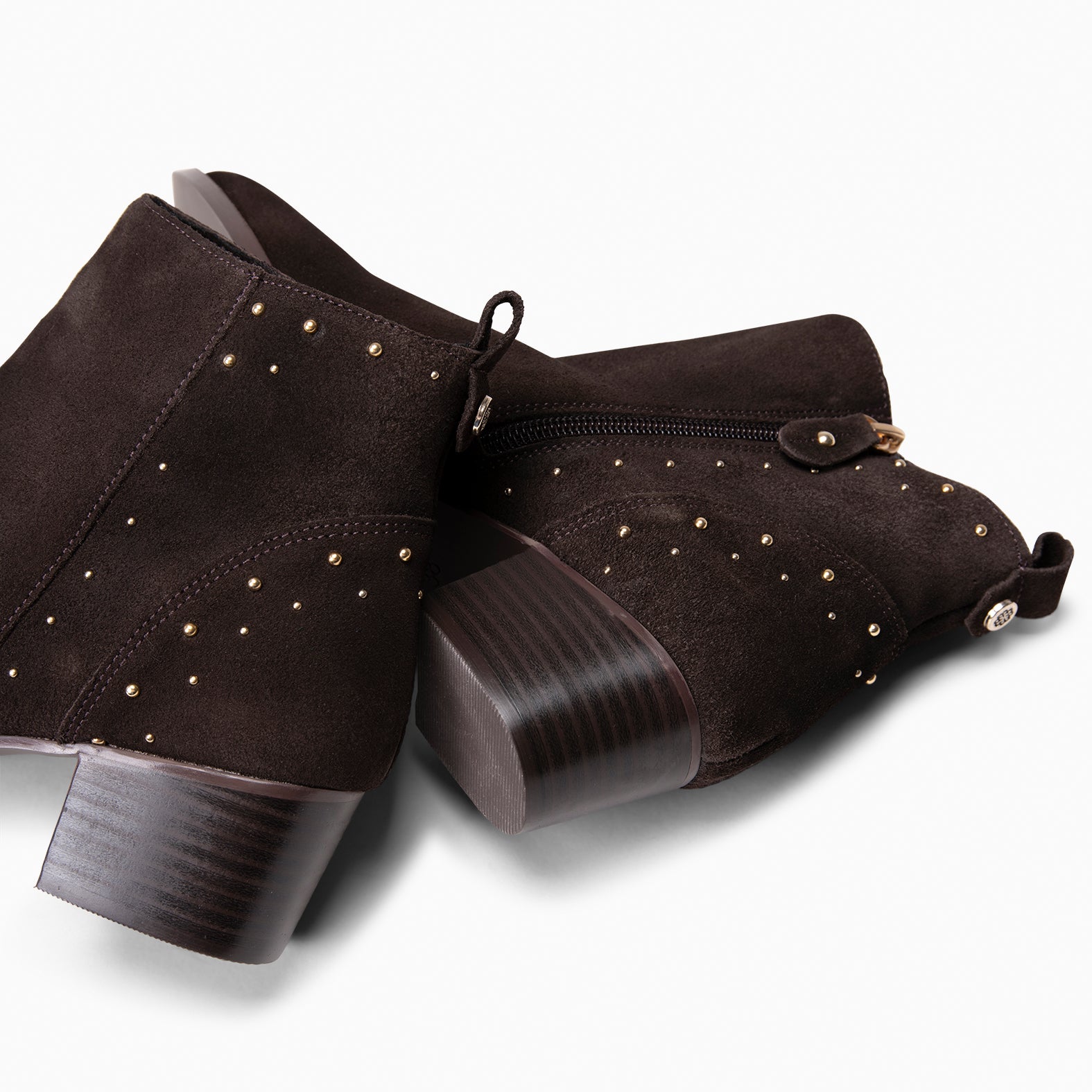 DUSTY - BROWN Booties suede leather with studs