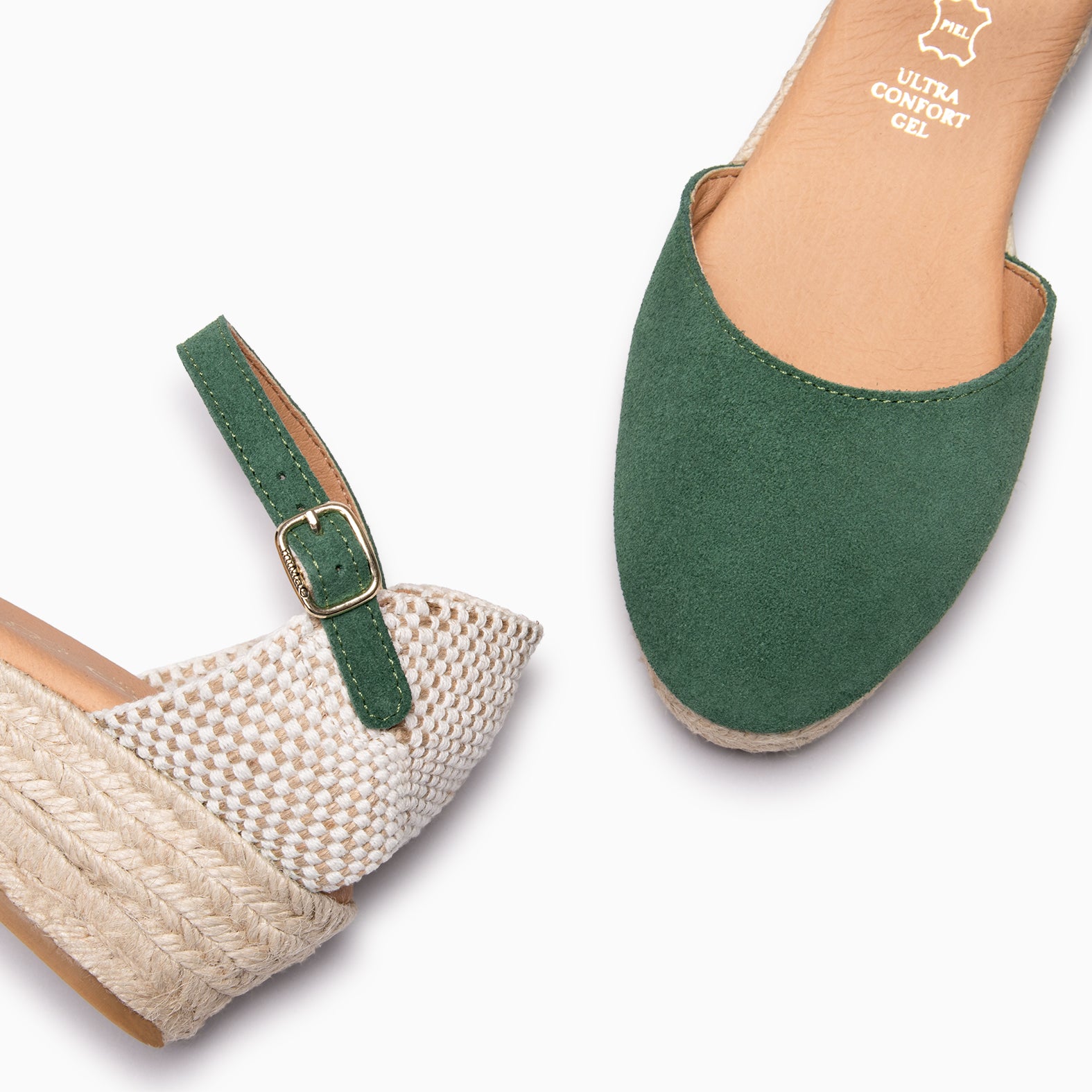FORNELLS - Espadrilles à petit talon VERT
