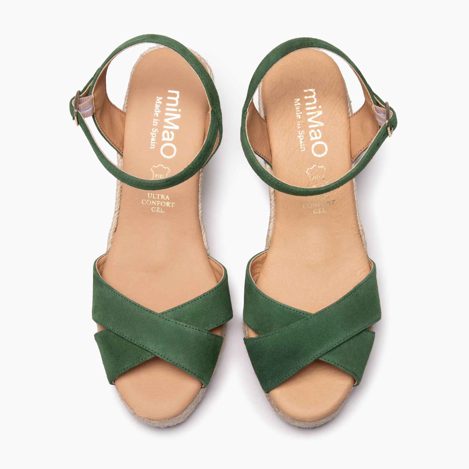 CALPE - Espadrilles à talon en daim VERT