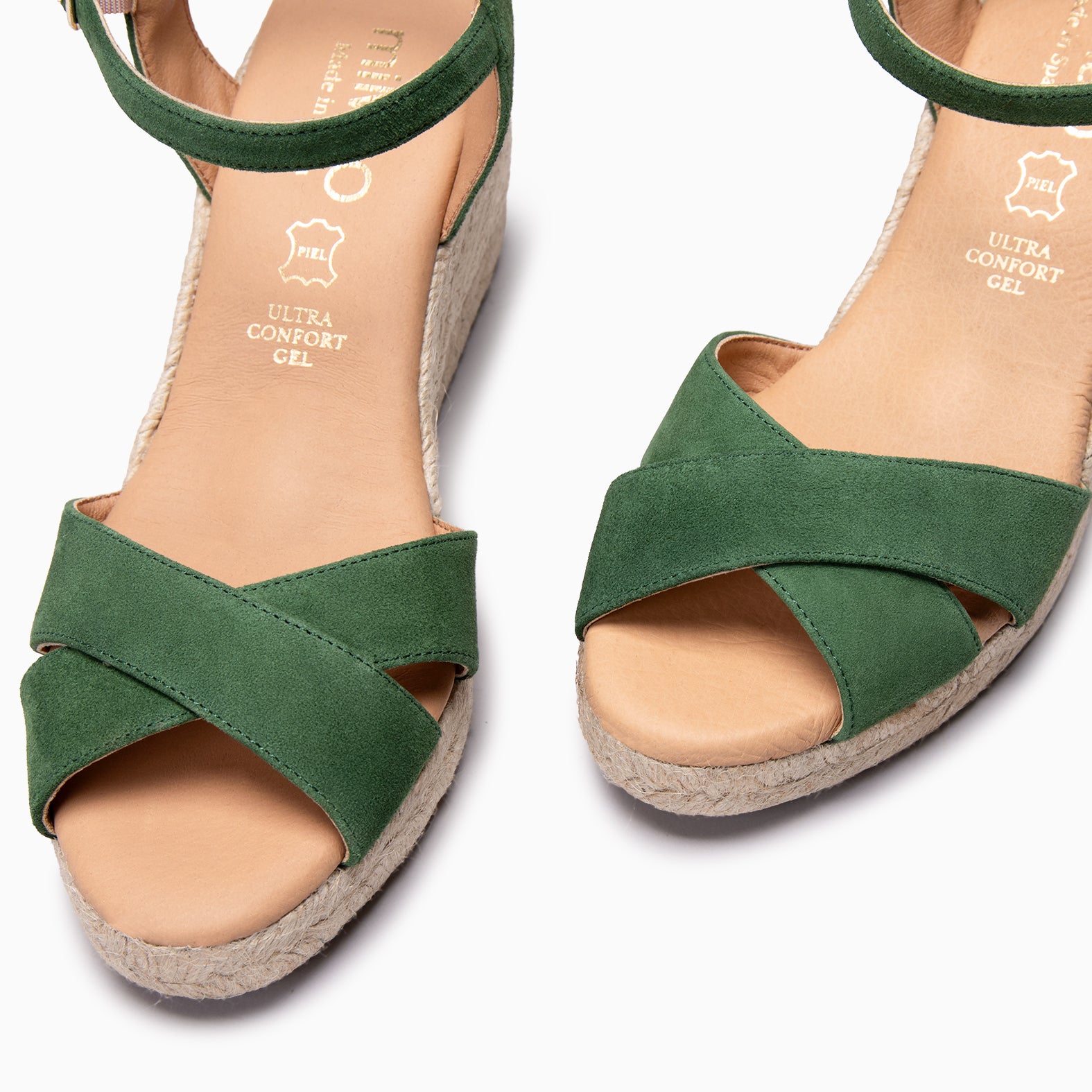 CALPE - Espadrilles à talon en daim VERT