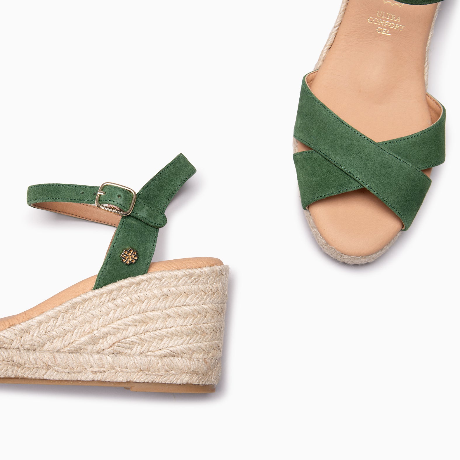 CALPE - Espadrilles à talon en daim VERT