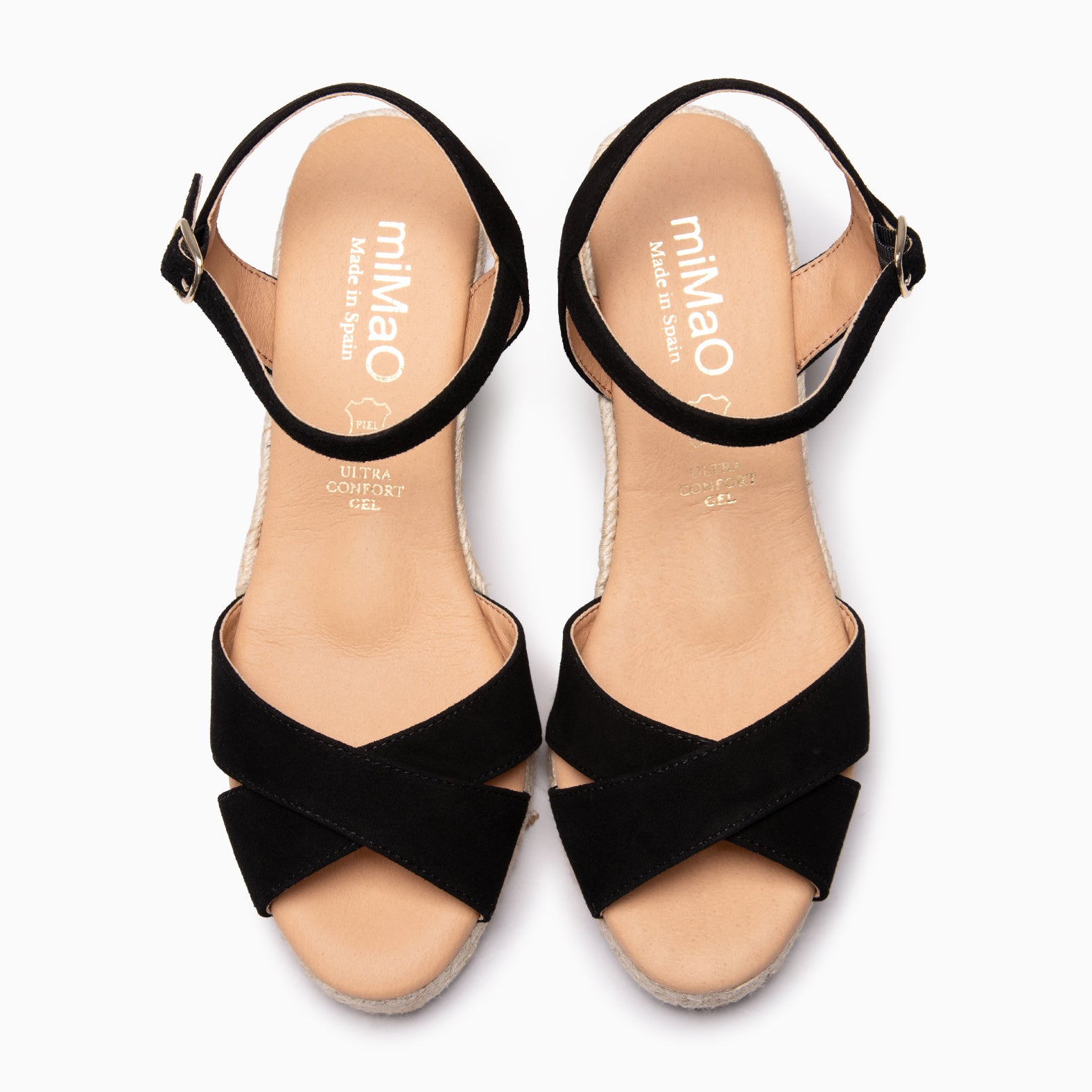 CALPE - Espadrilles à talon en daim NOIR