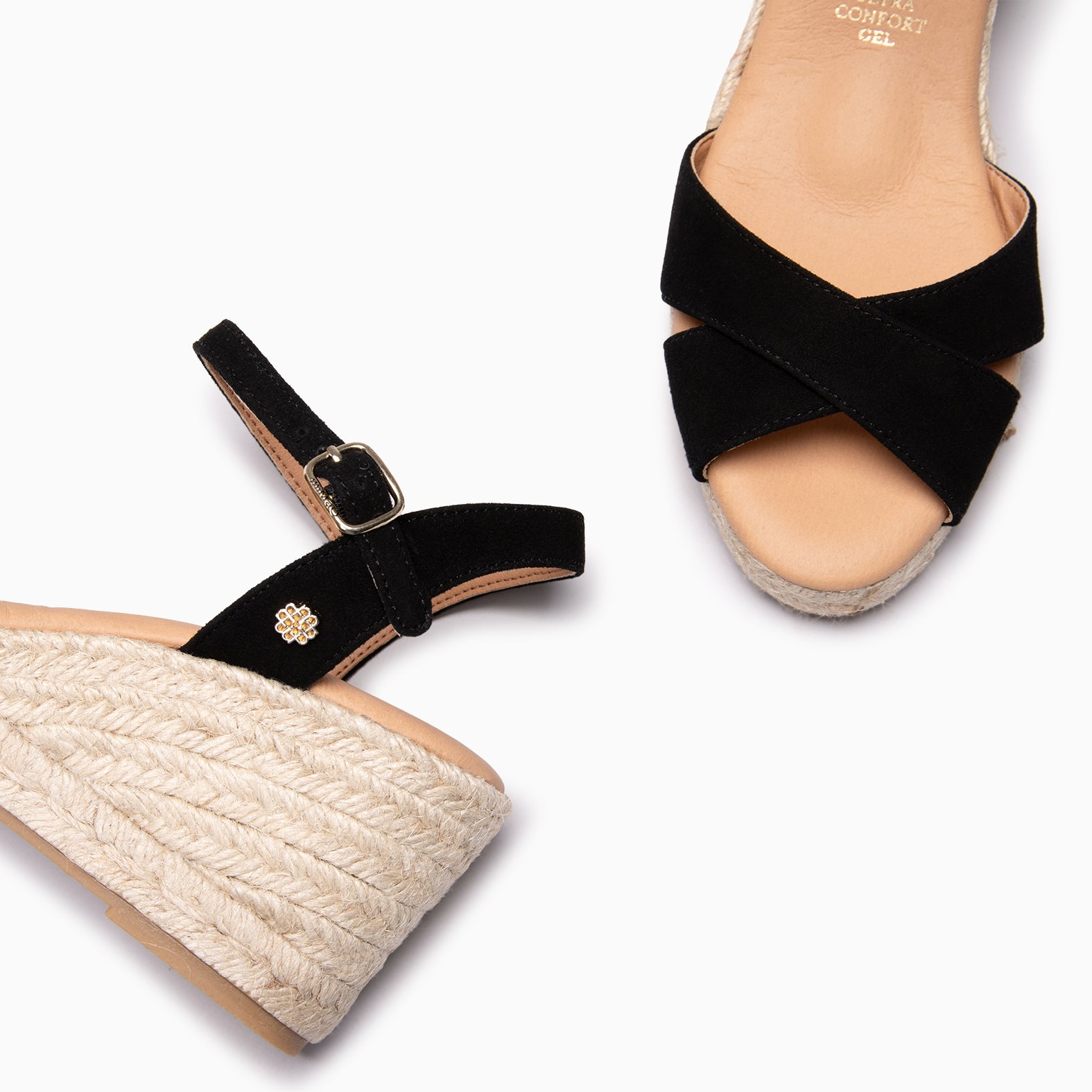 CALPE - Espadrilles à talon en daim NOIR