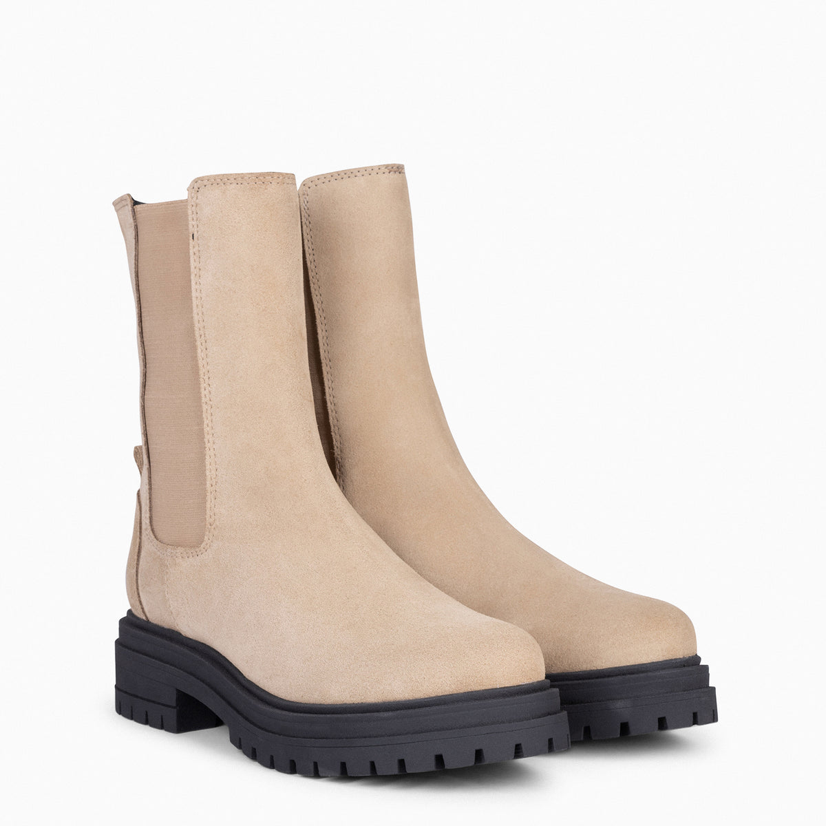 STAMFORD - Botines Chelsea BEIGE con Plataforma Track