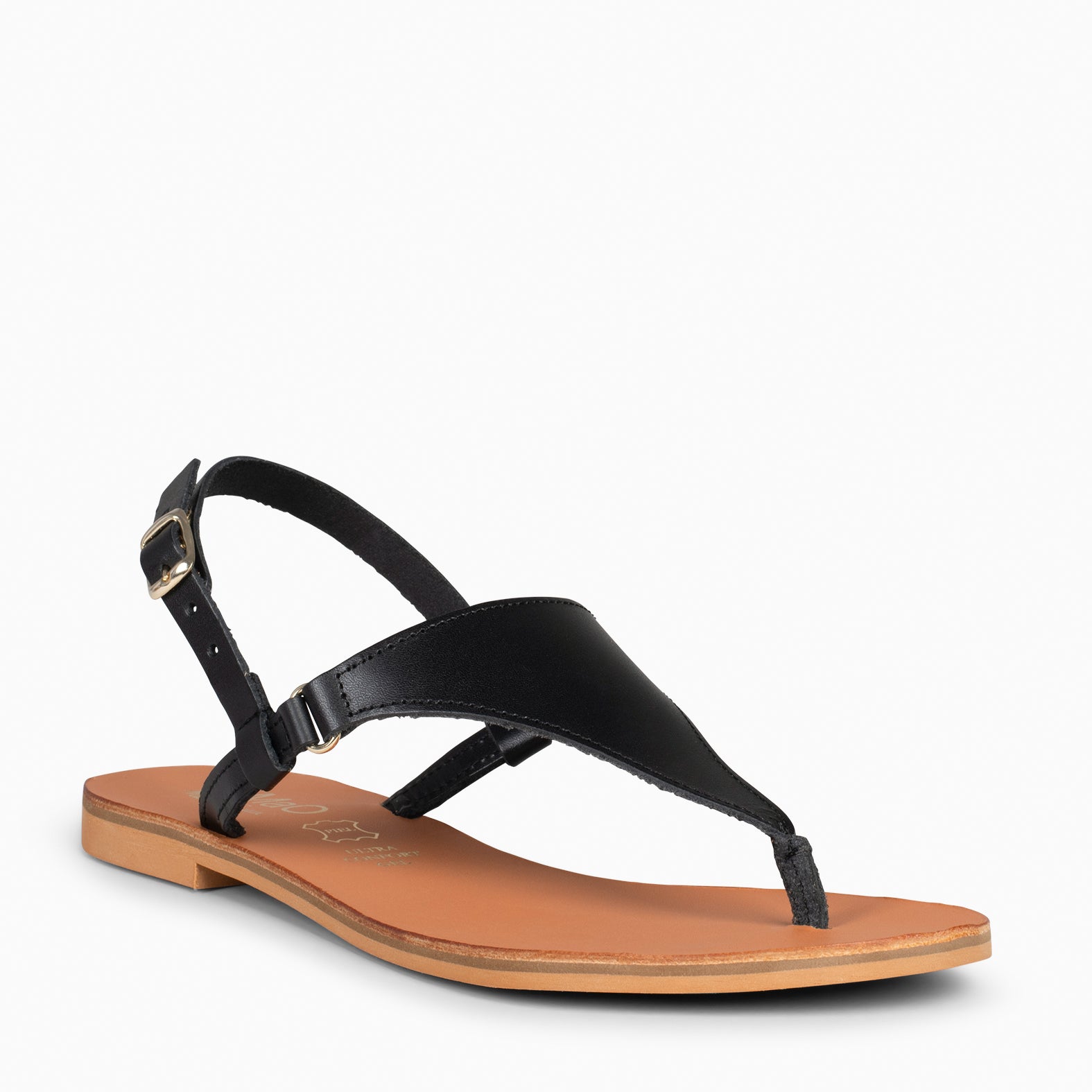 GAZANIA - Sandalias de dedo para mujer NEGRAS con hebilla