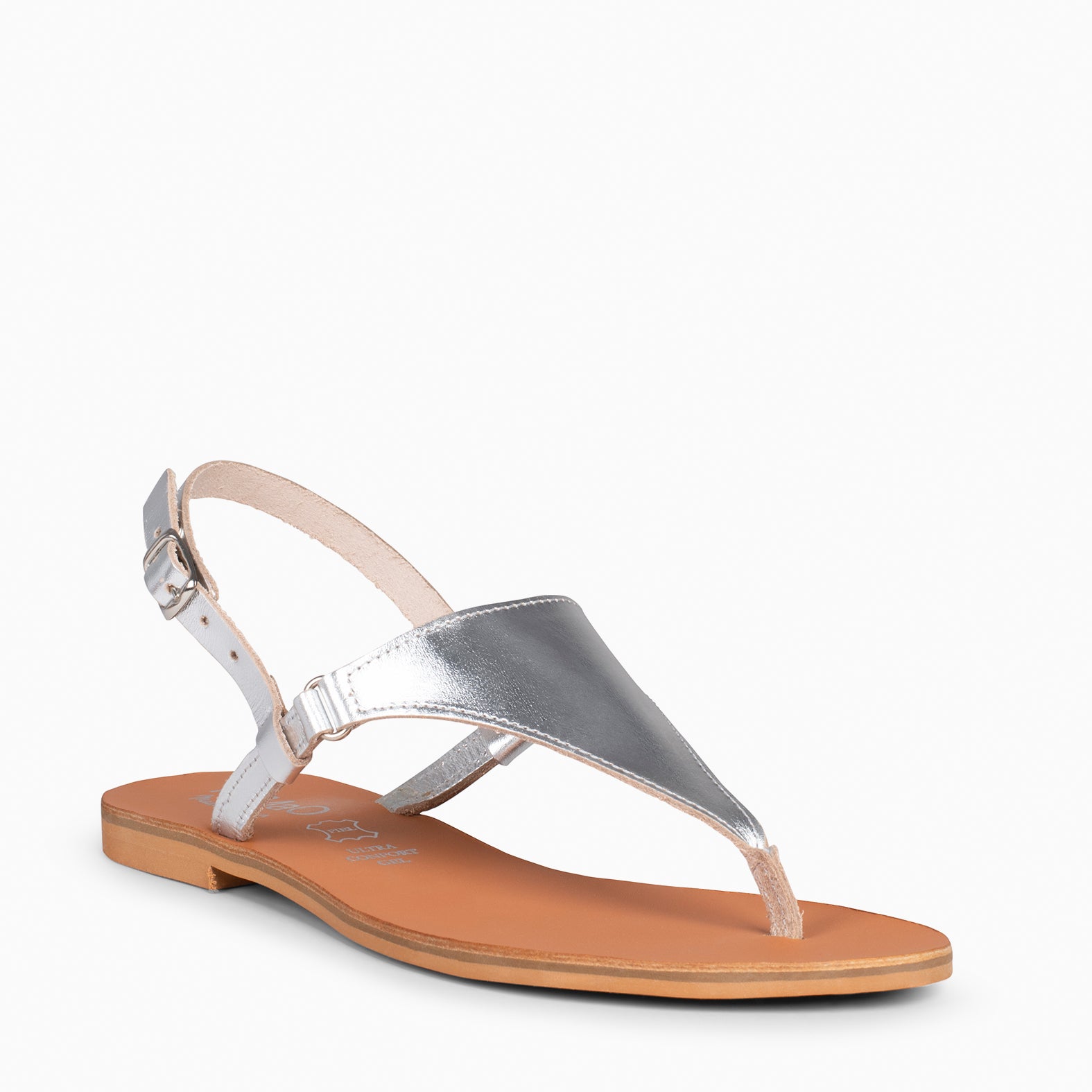 GAZANIA - Sandalias de dedo para mujer PLATEADAS con hebilla