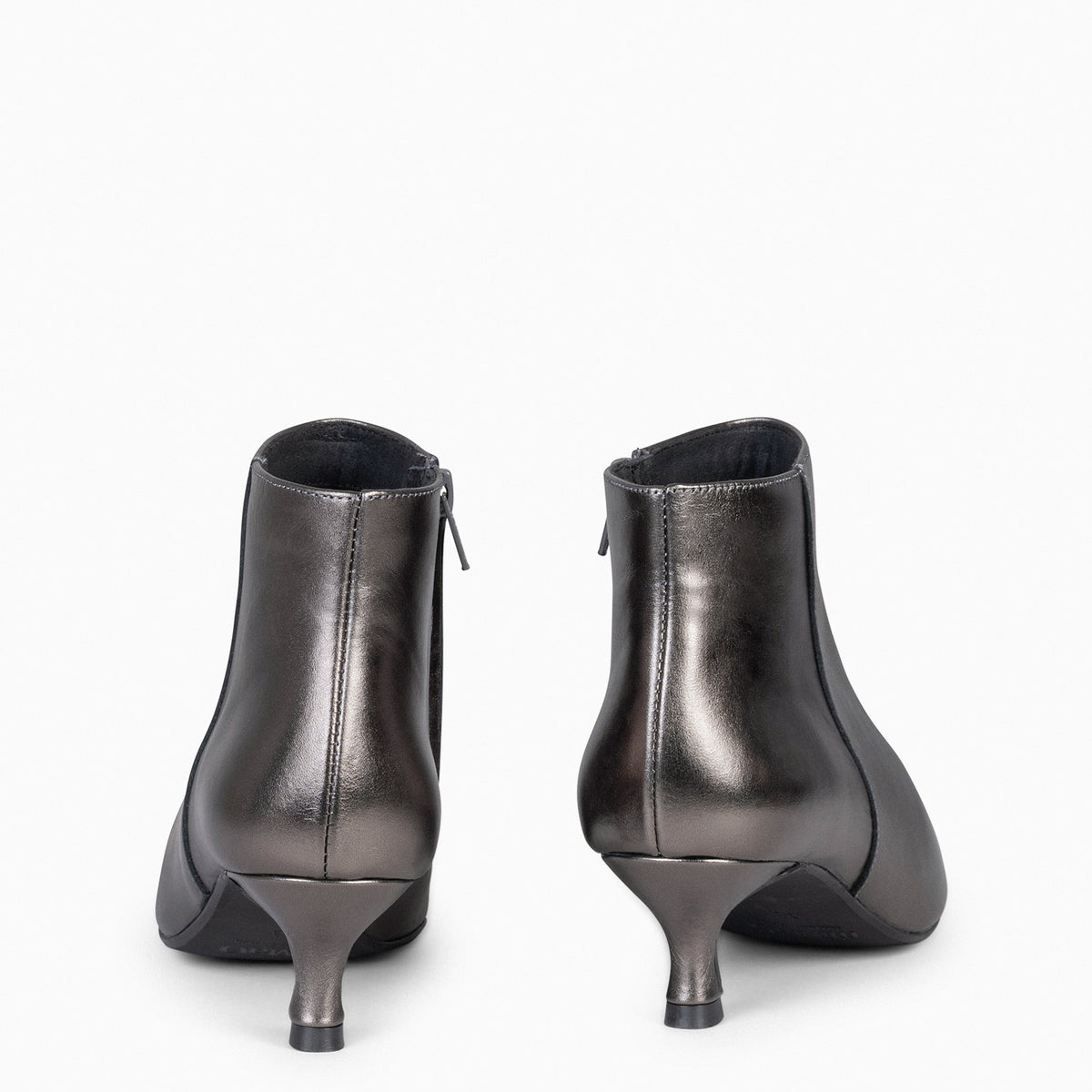 ROYAL - Botines tacón bajo PLATA VIEJA napa