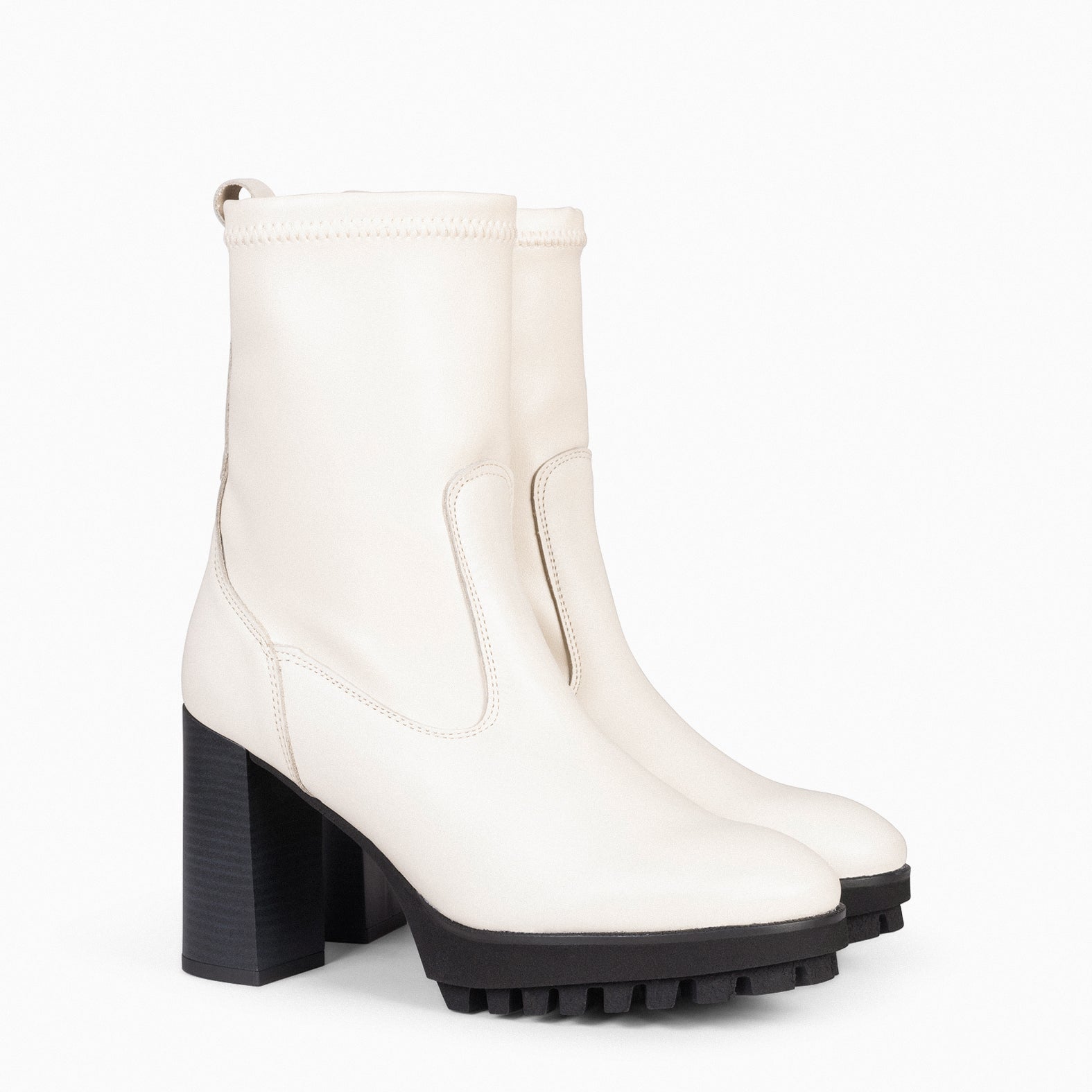 PHOENIX - Botín alto stretch BEIGE