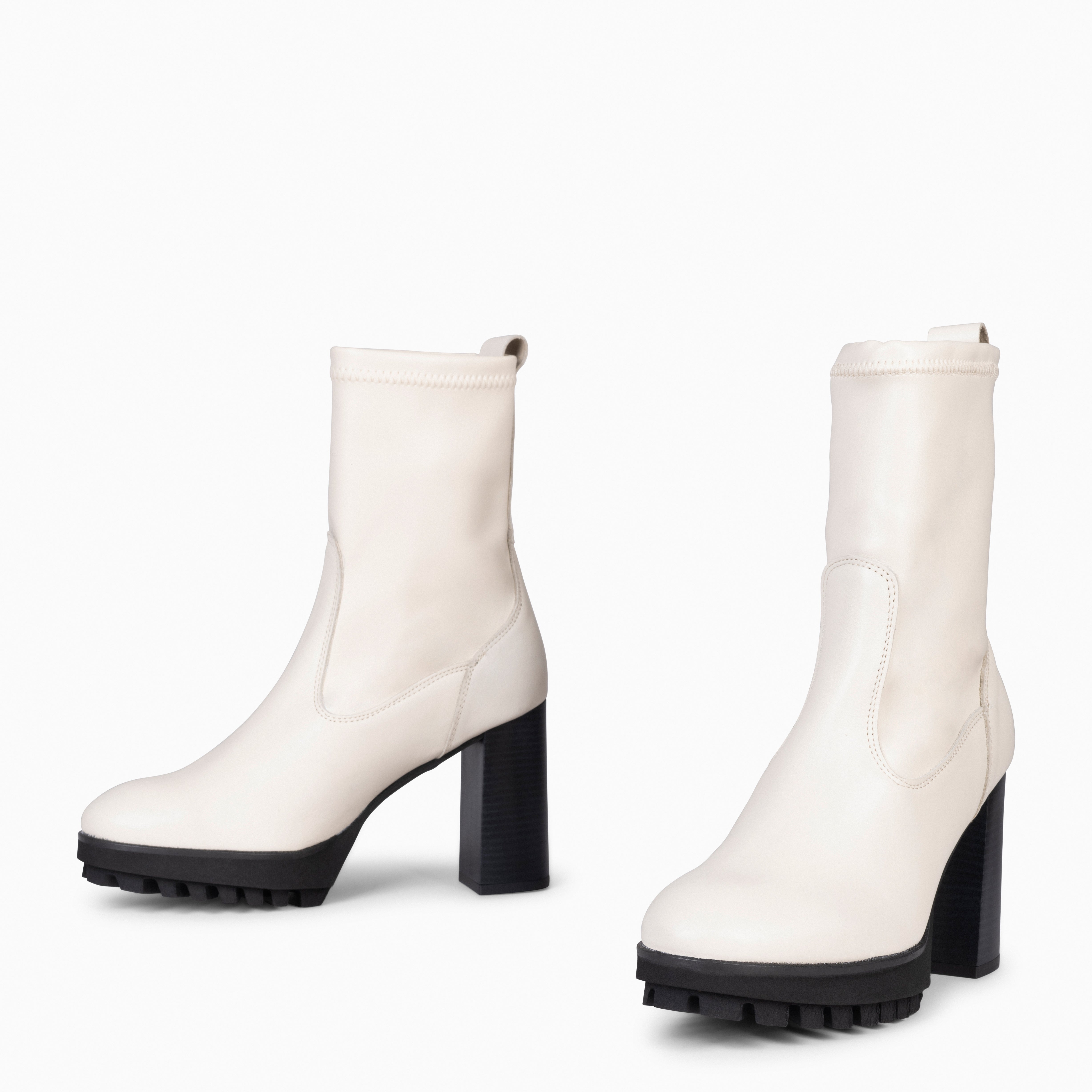 PHOENIX - Botín alto stretch BEIGE