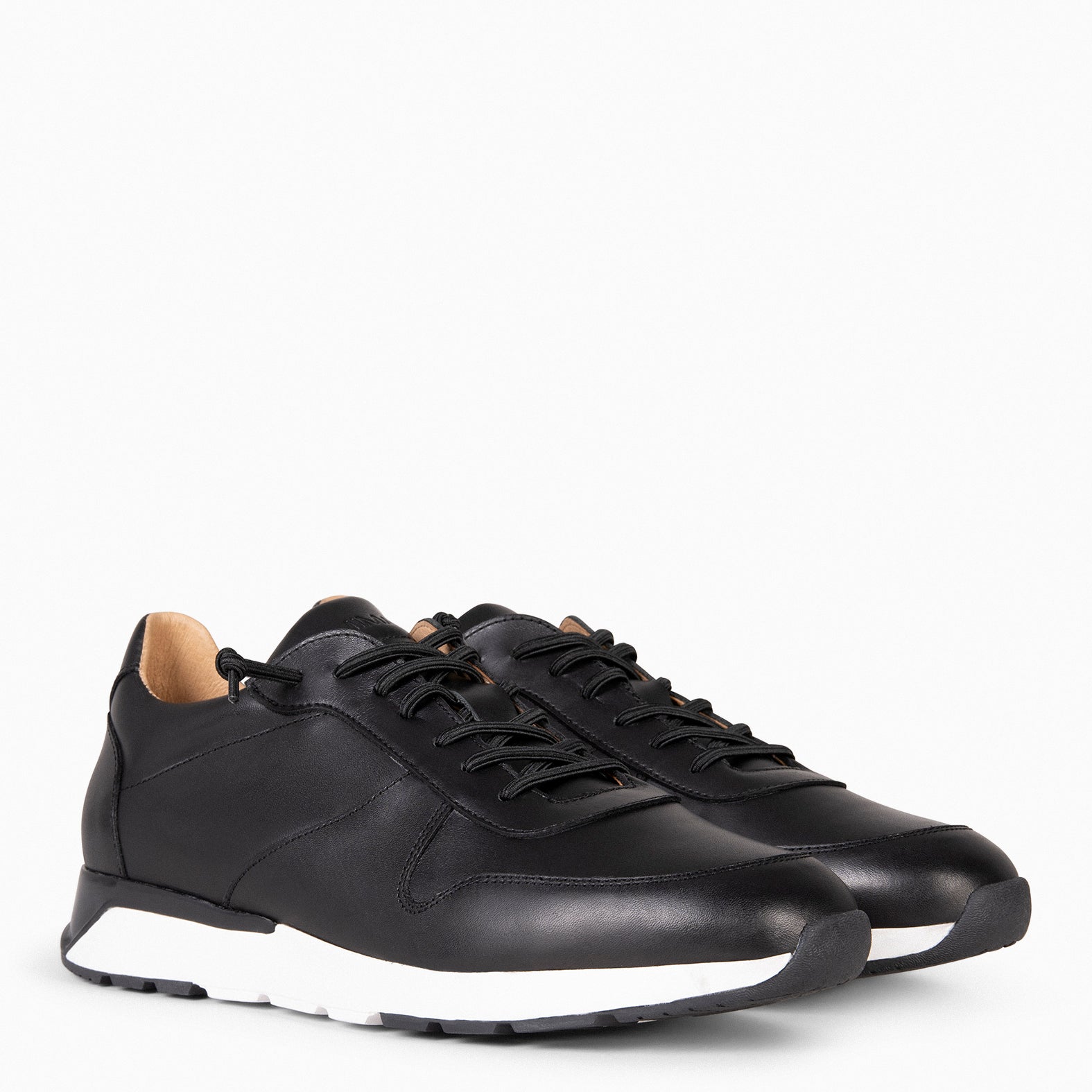 CORTÈS – Baskets en cuir NOIR à semelle amovible pour homme
