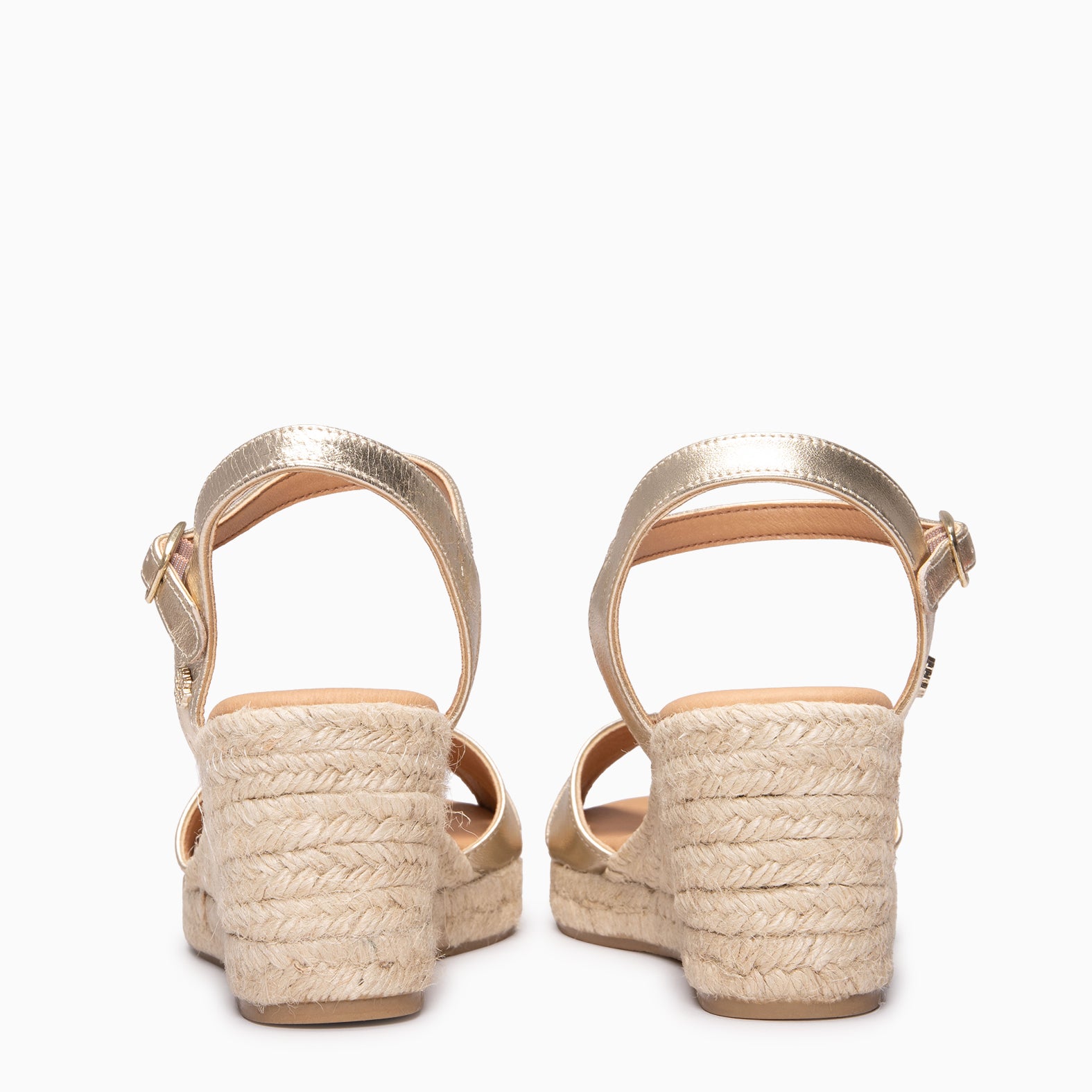 CALPE - Espadrilles à talon en cuir DORÉ