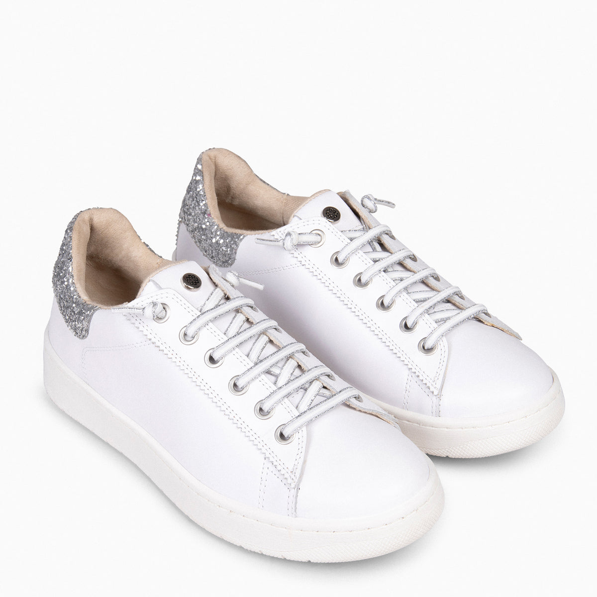 NANTES - Zapatillas Elegantes Blanco y PLATA