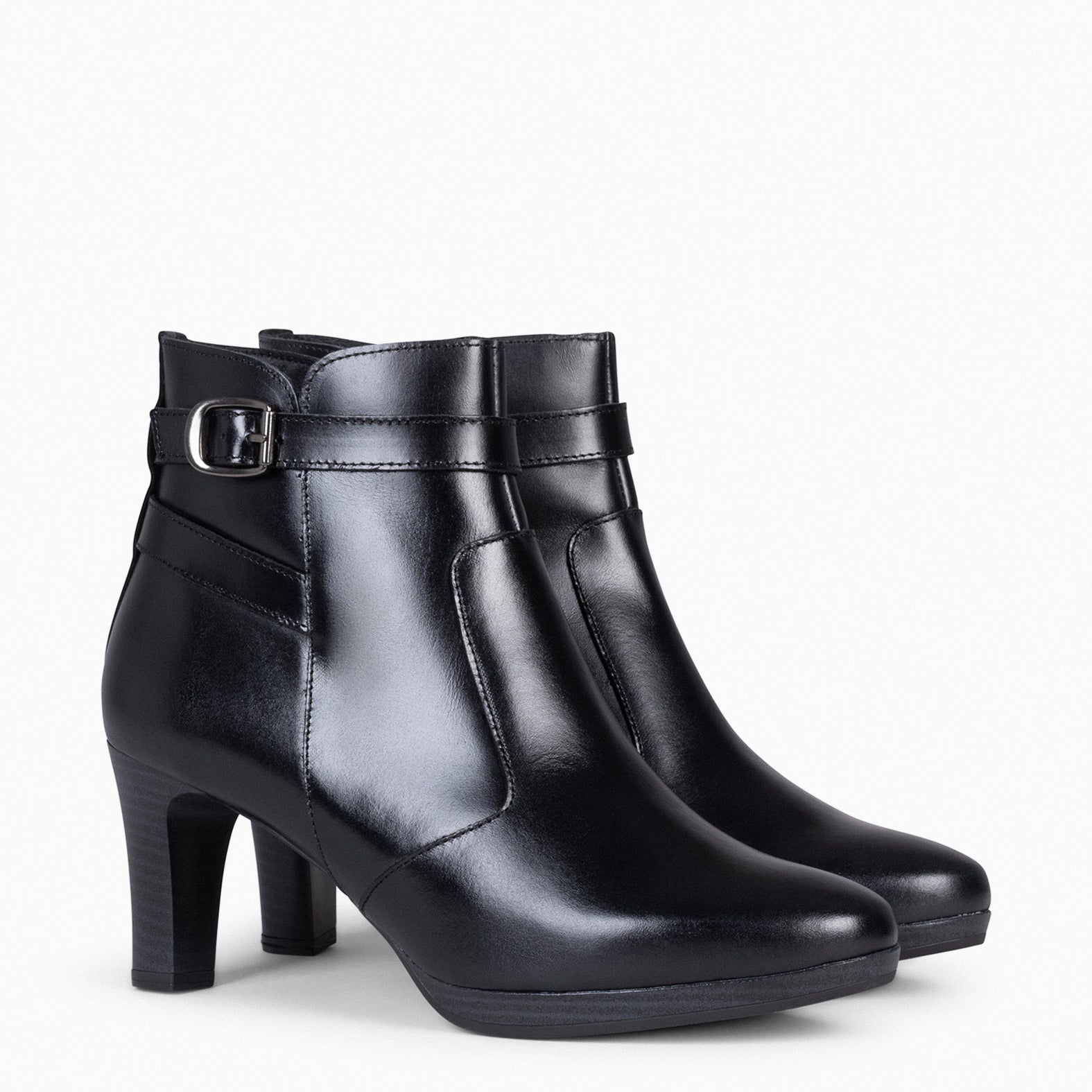 MILÁN – Botines de tacón y pulsera decorativa NEGRO