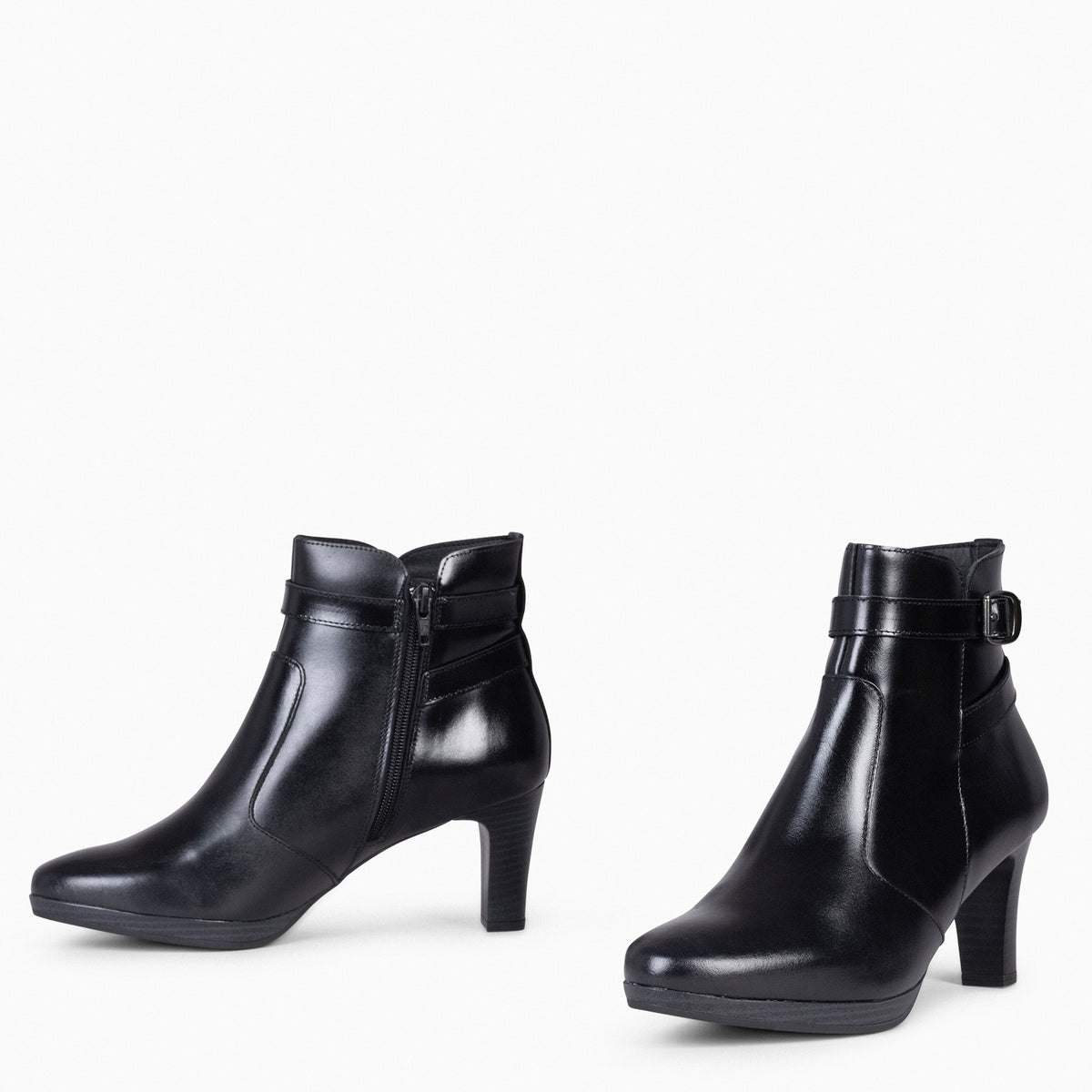 MILÁN – Botines de tacón y pulsera decorativa NEGRO