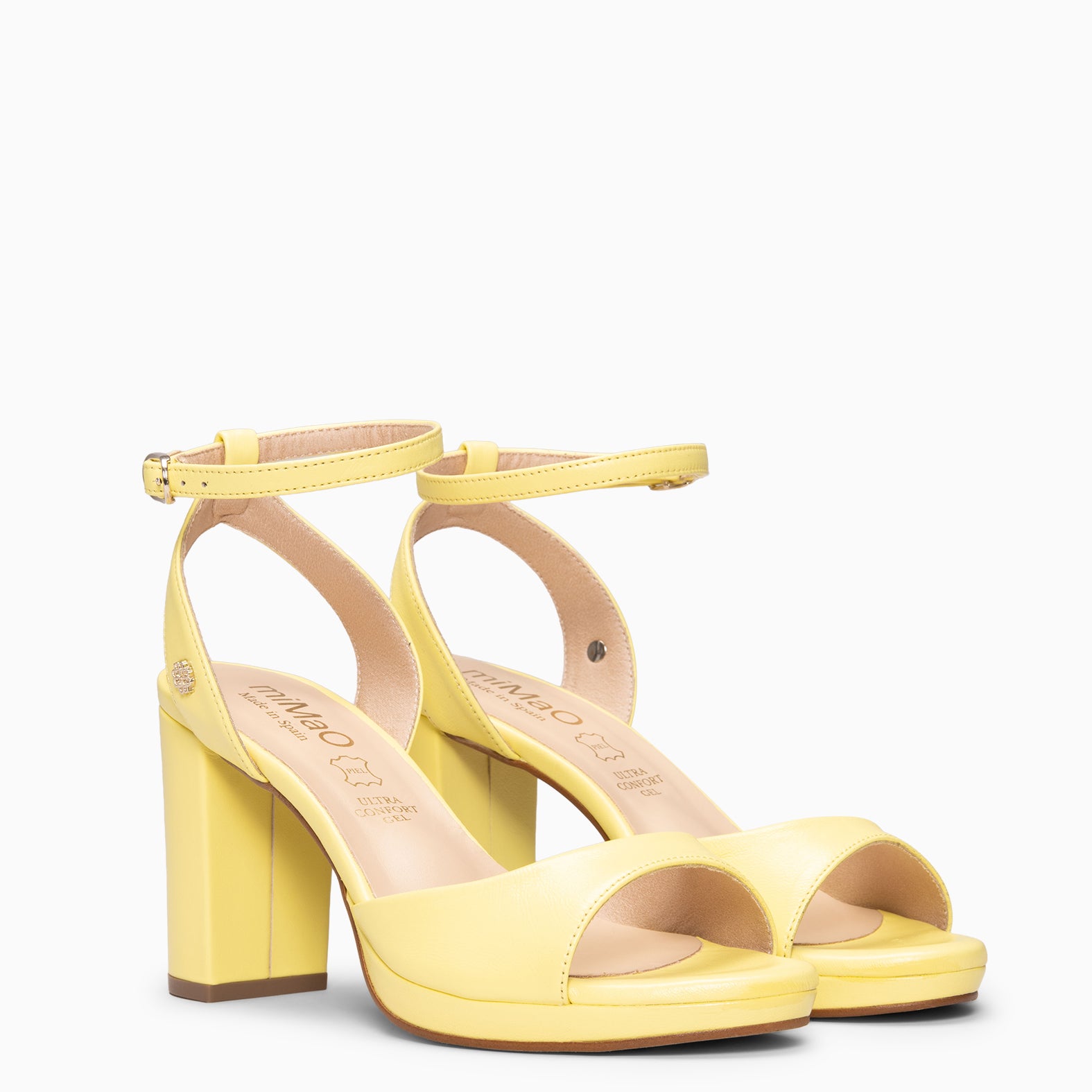 DALIDA - Sandalias de tacón ancho destalonado AMARILLO