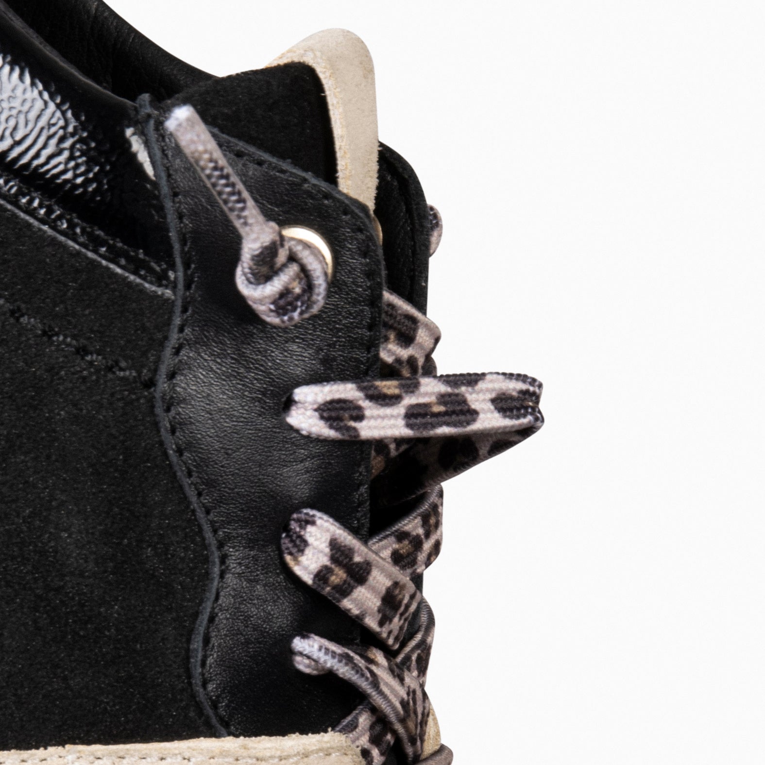 ALBI – Baskets à talon compensé multi-matières NOIR LÉOPARD