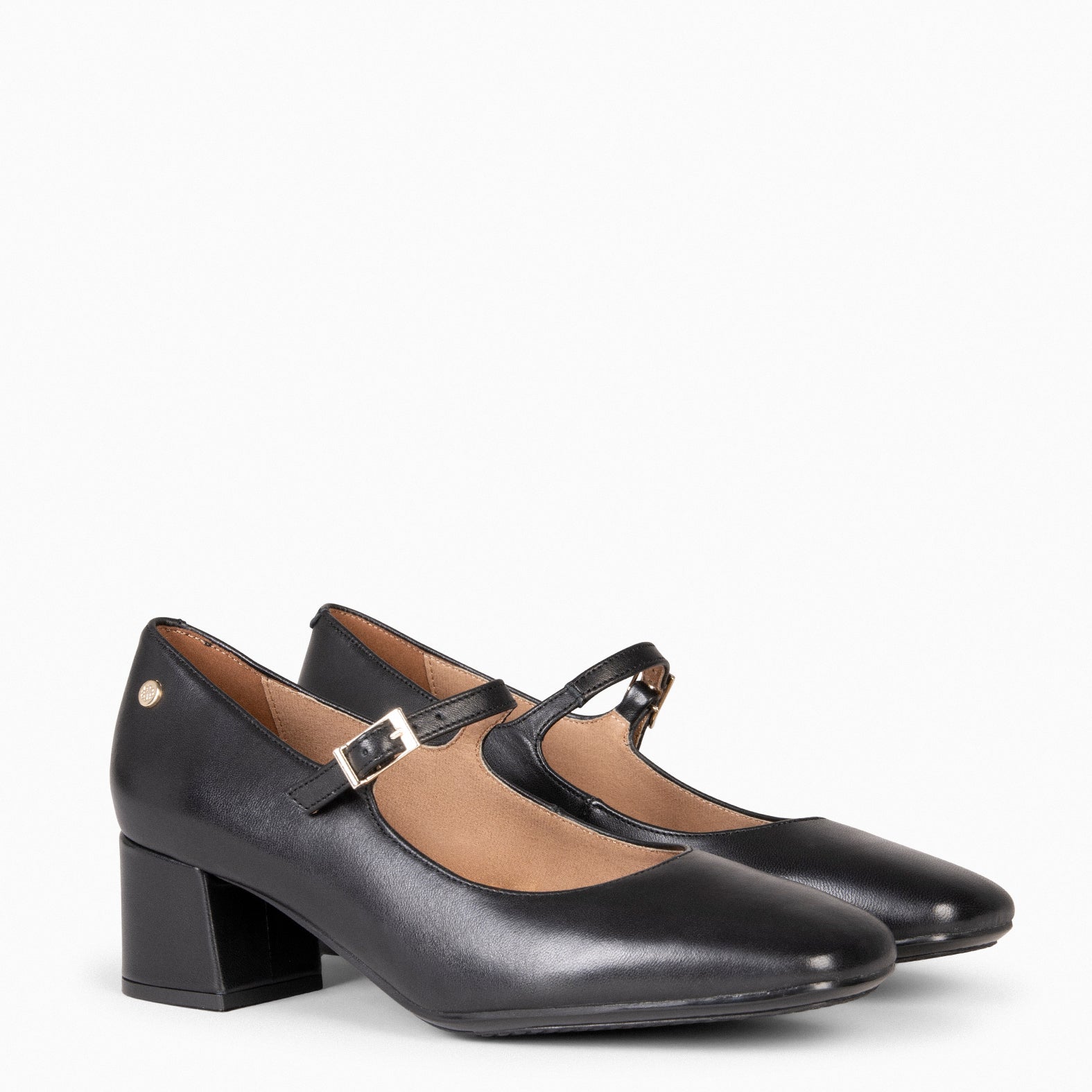 BELLA - Zapatos con pulsera y puntera cuadrada NEGRO