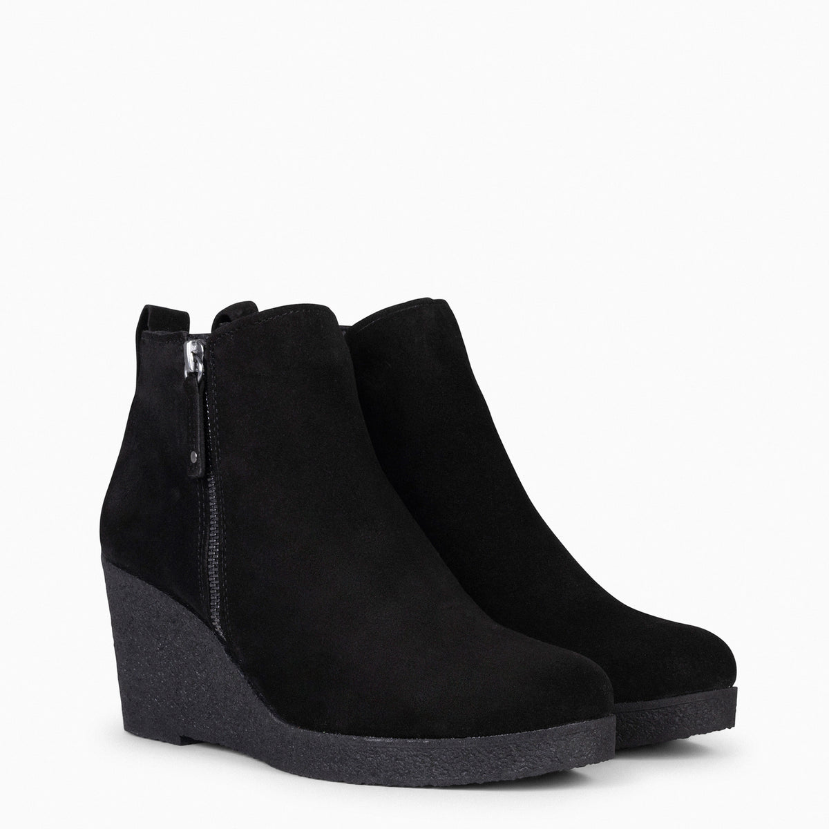 DAKOTA - BLACK high wedge booties