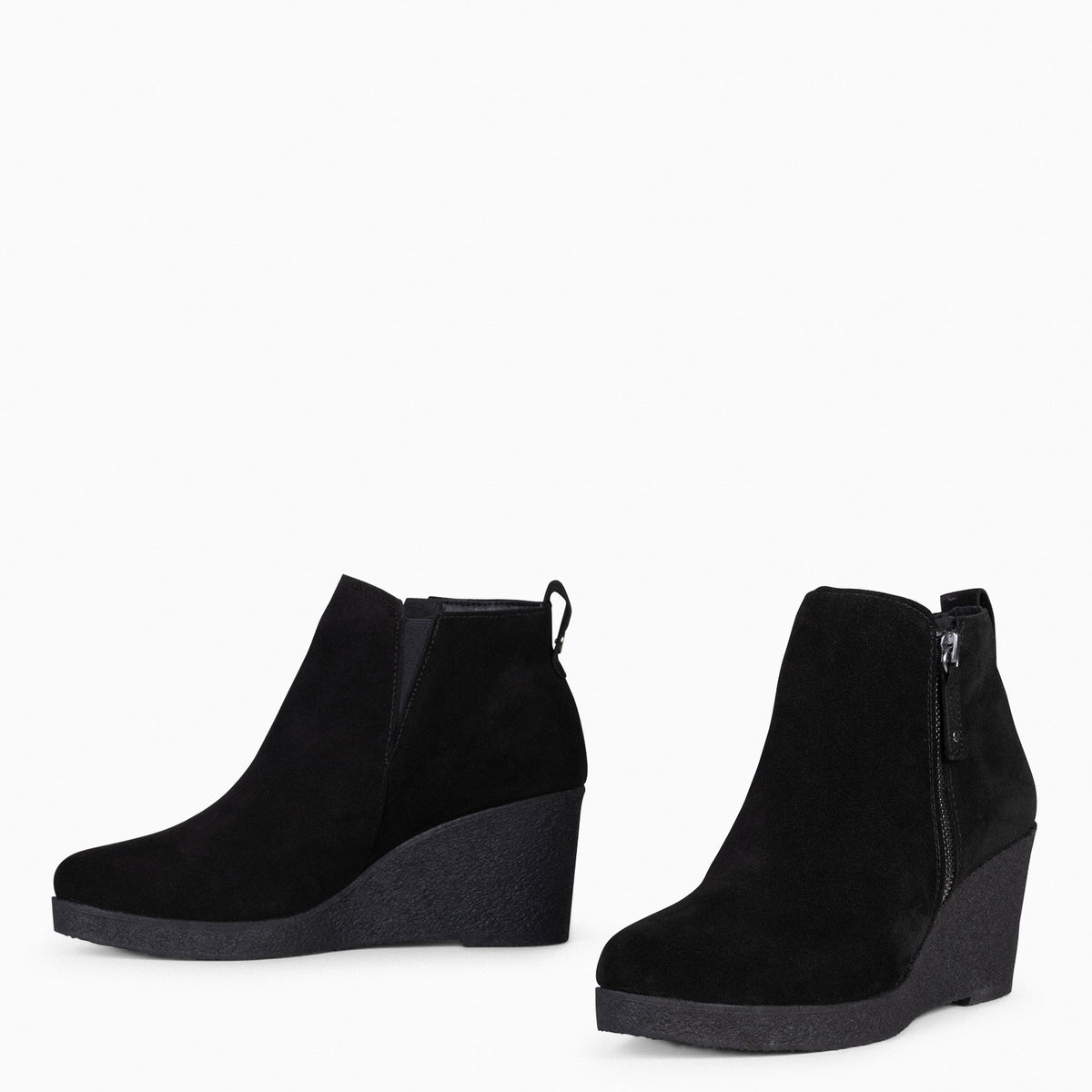 DAKOTA - BLACK high wedge booties
