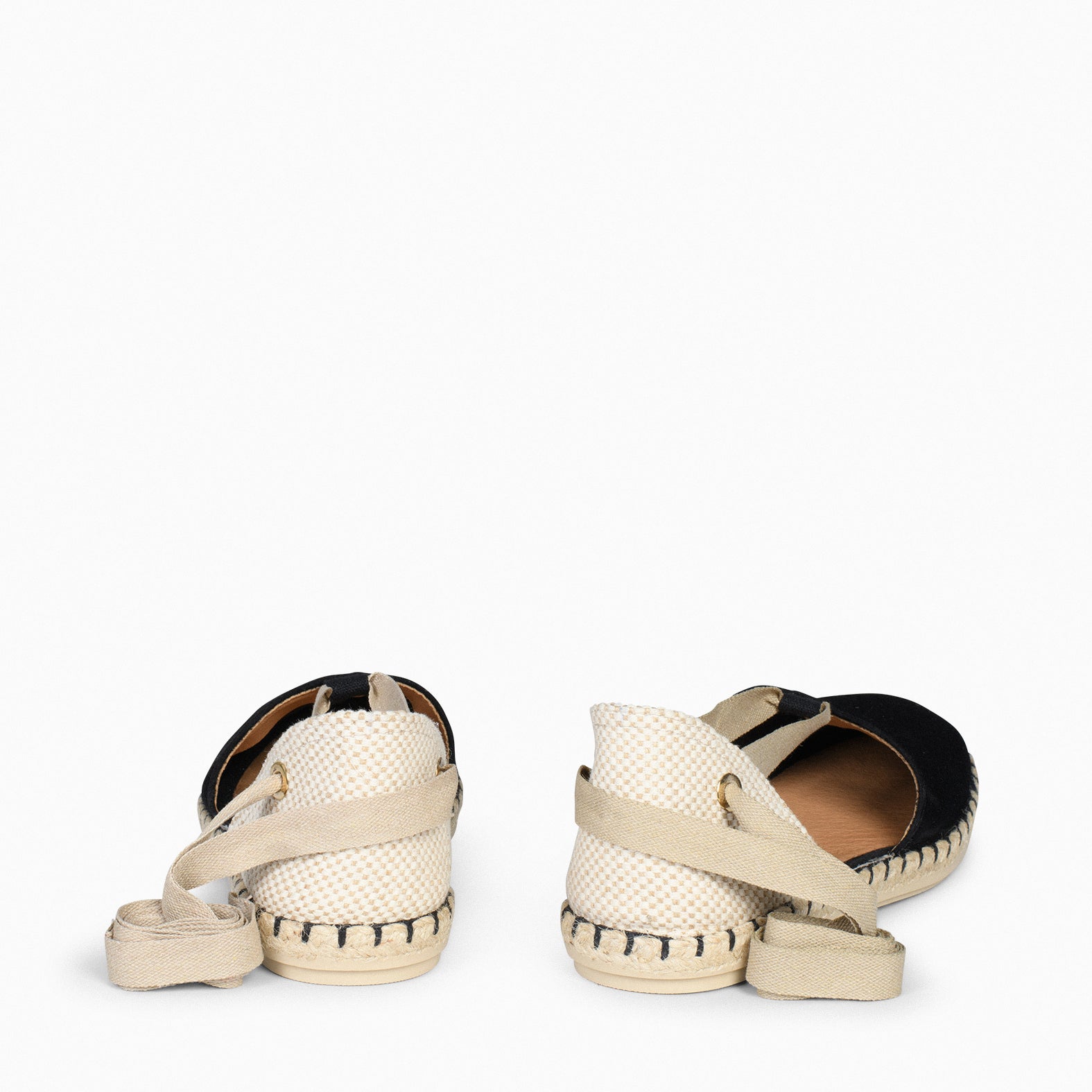 ALGARVE – Alpargatas abiertas y planas de mujer NEGRO