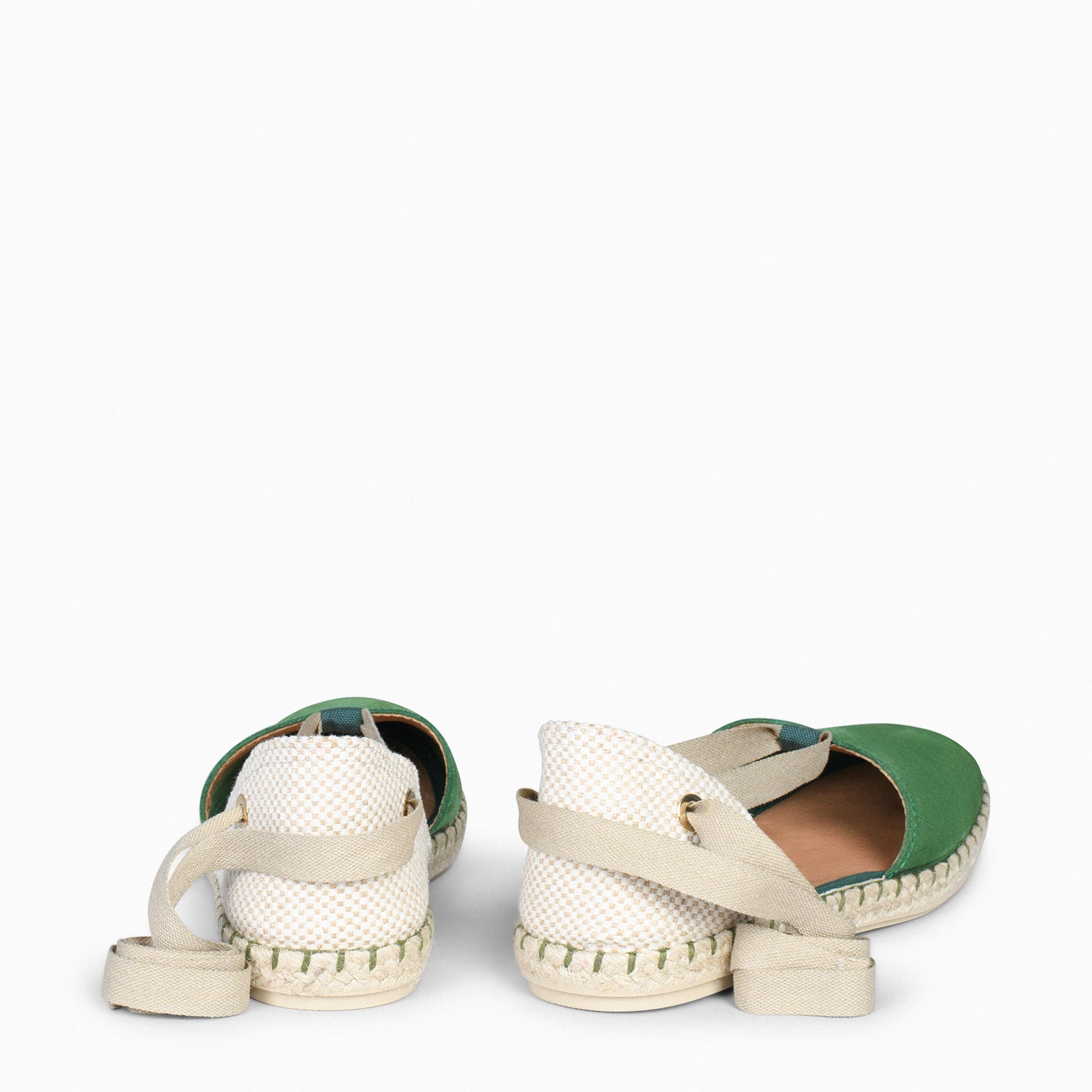 ALGARVE – Alpargatas abiertas y planas de mujer VERDE