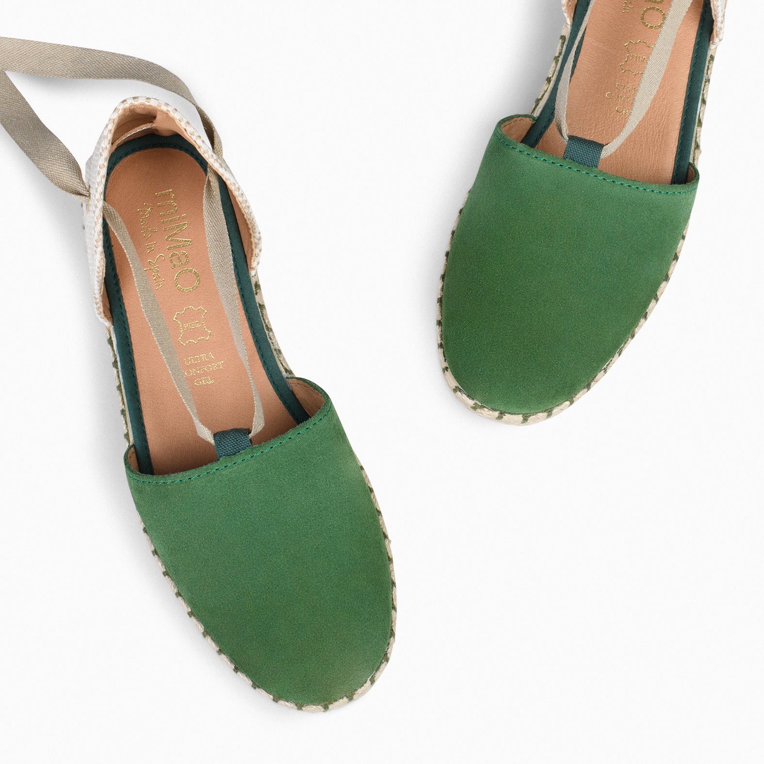 ALGARVE – Alpargatas abiertas y planas de mujer VERDE