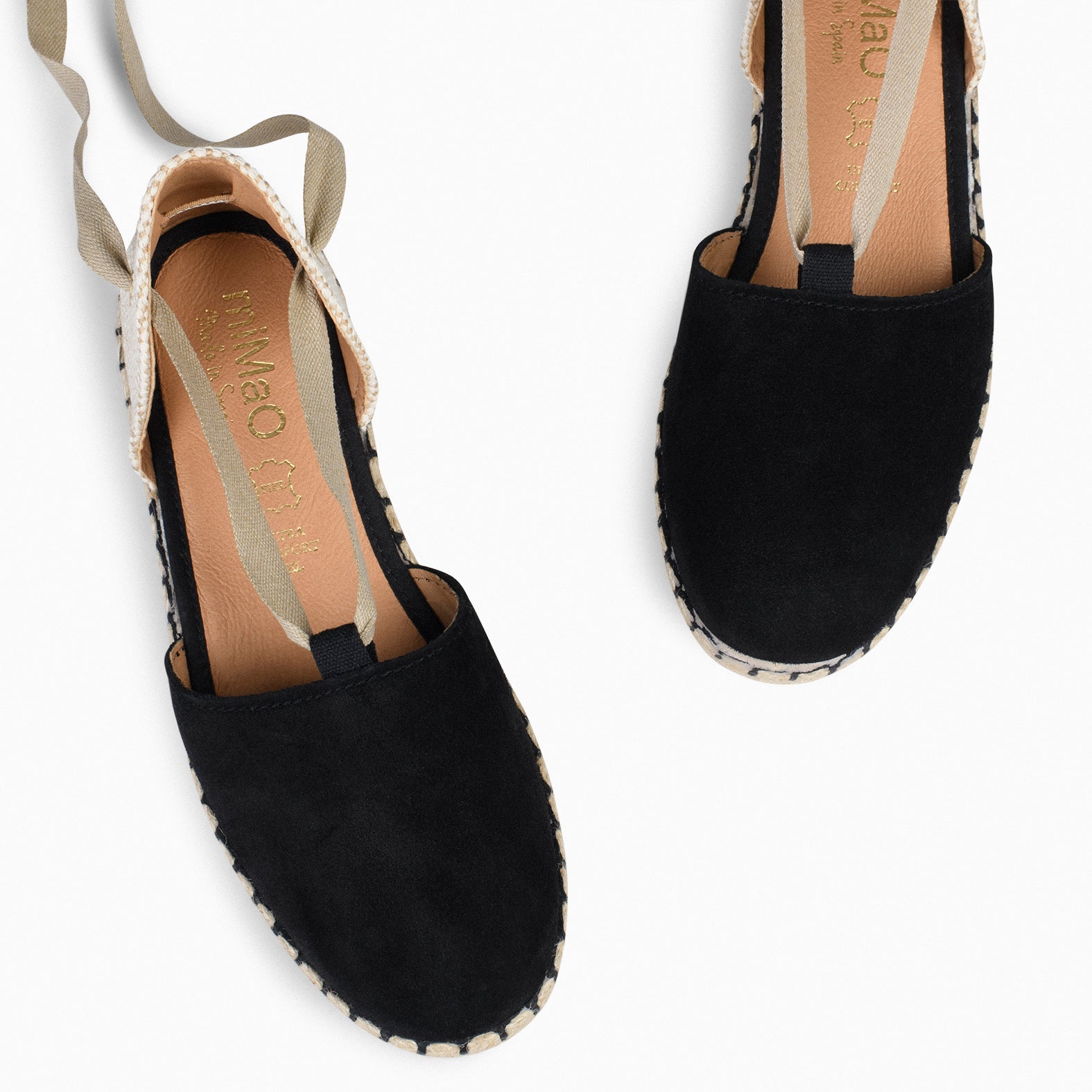 ALGARVE – Alpargatas abiertas y planas de mujer NEGRO