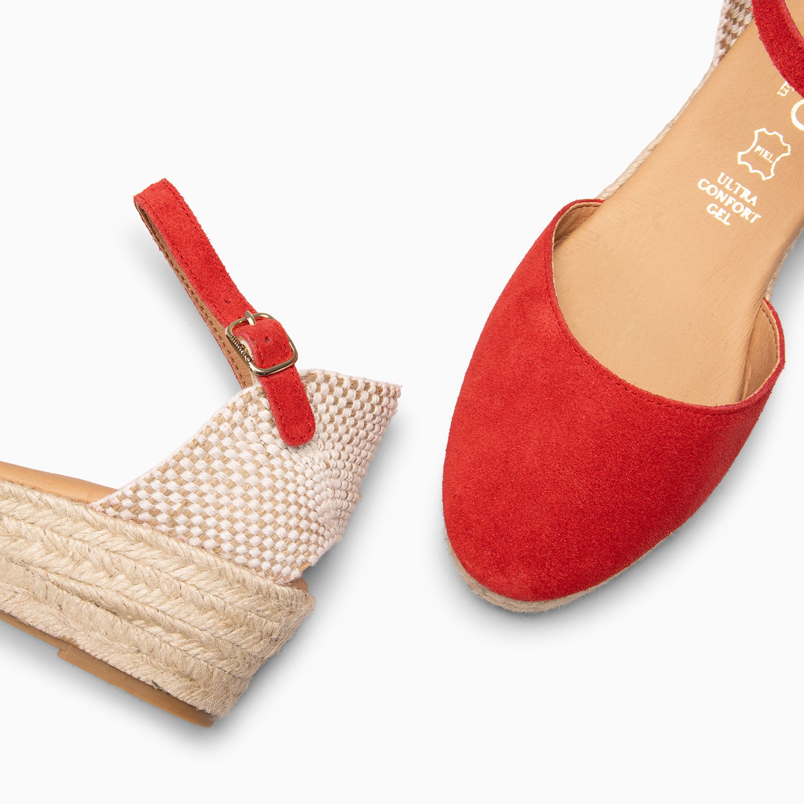 FORNELLS - Espadrilles à petit talon ROUGE