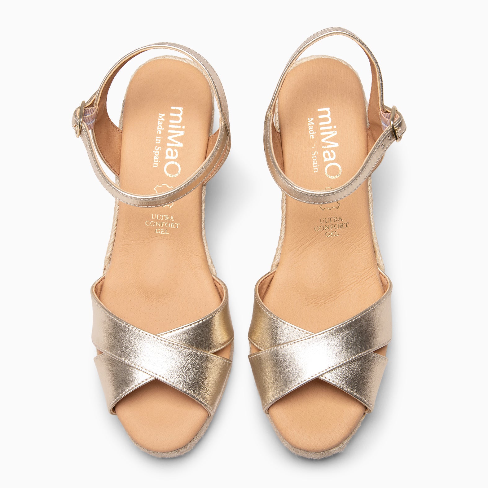 CALPE - Espadrilles à talon en cuir DORÉ